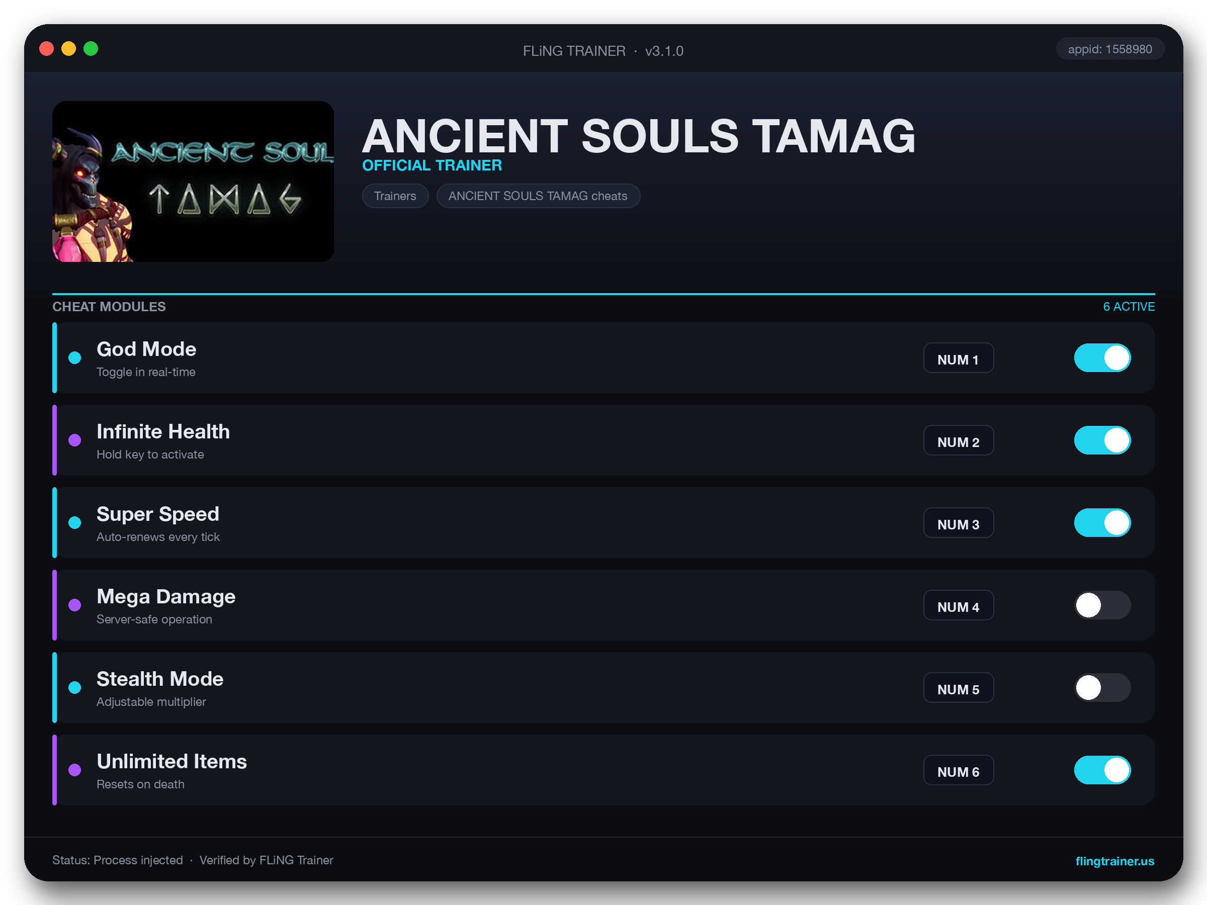 ANCIENT SOULS TAMAG Trainer interface