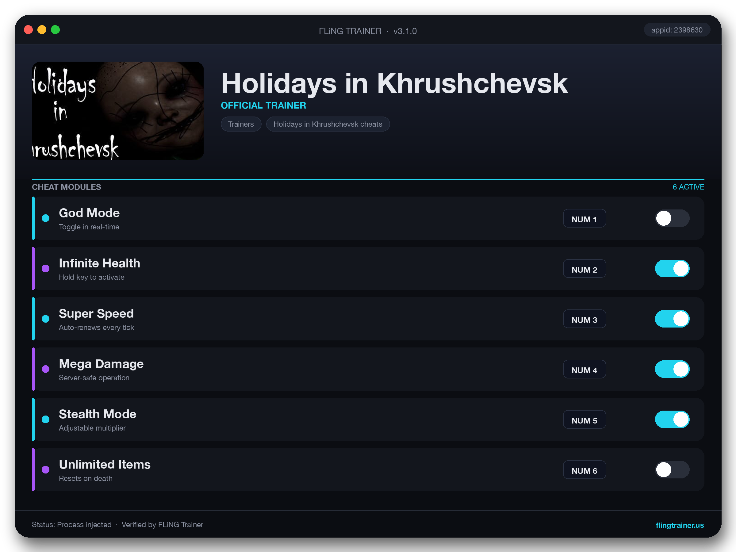 Holidays in Khrushchevsk Trainer interface