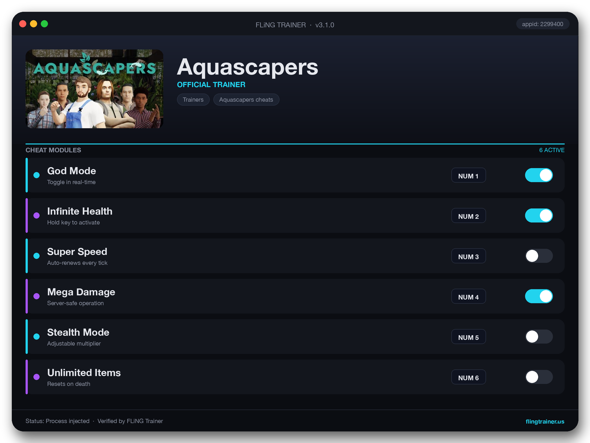 Aquascapers Trainer interface
