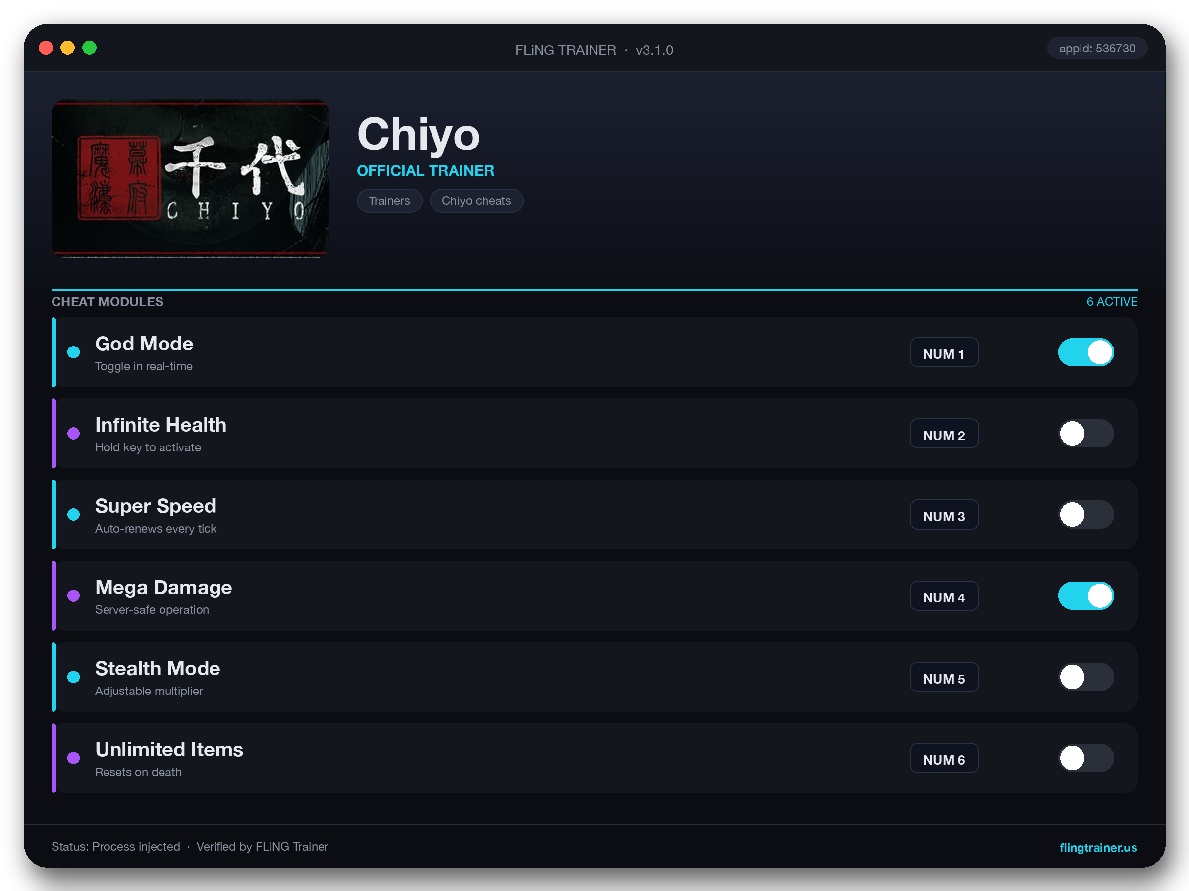 Chiyo Trainer interface