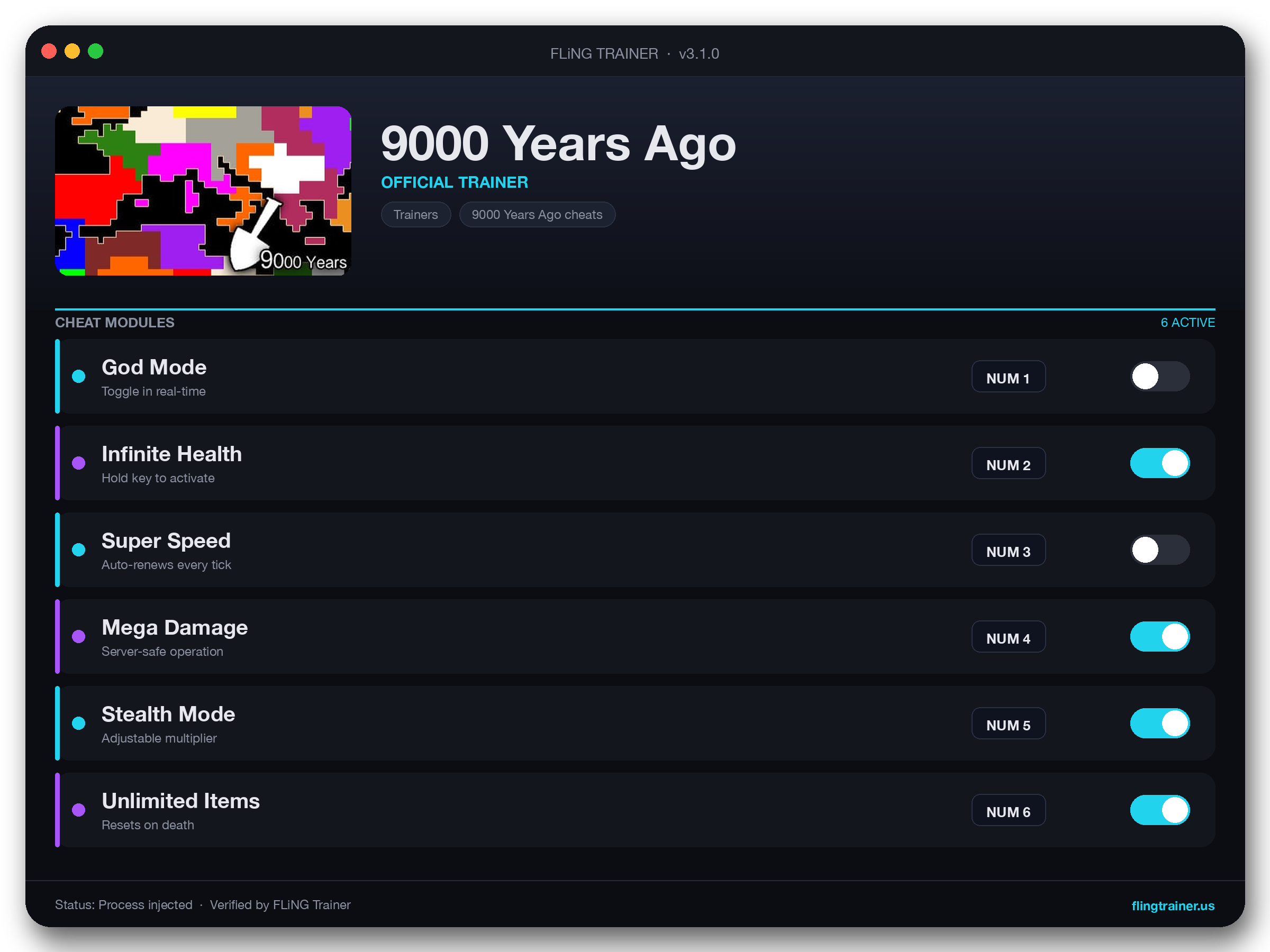 9000 Years Ago Trainer interface