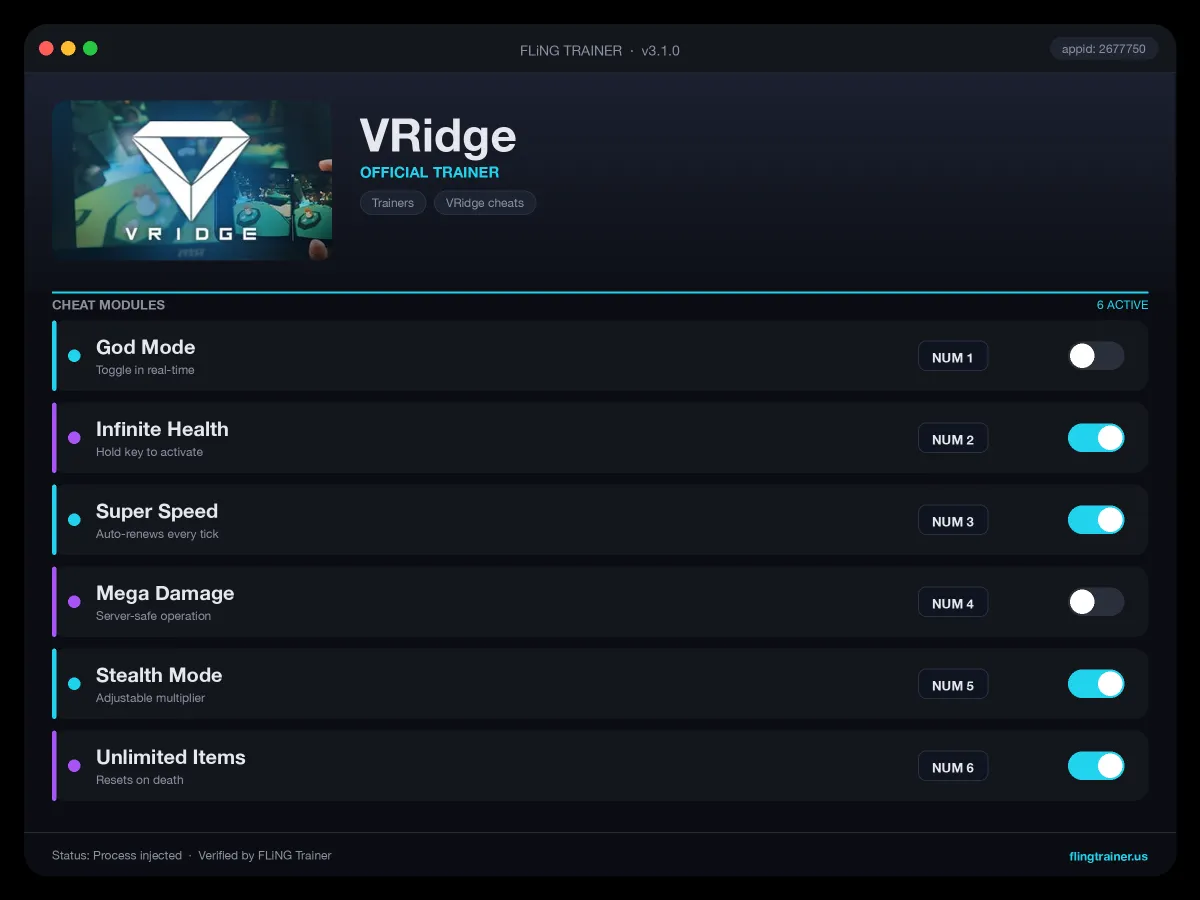 VRidge Trainer interface