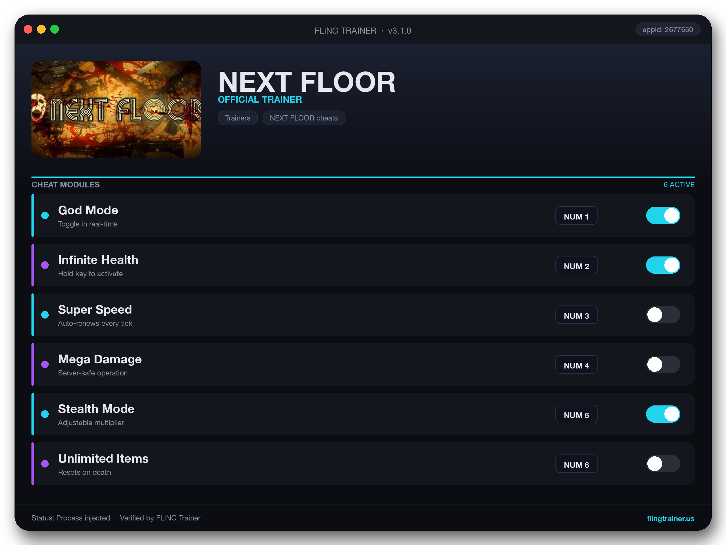NEXT FLOOR Trainer interface