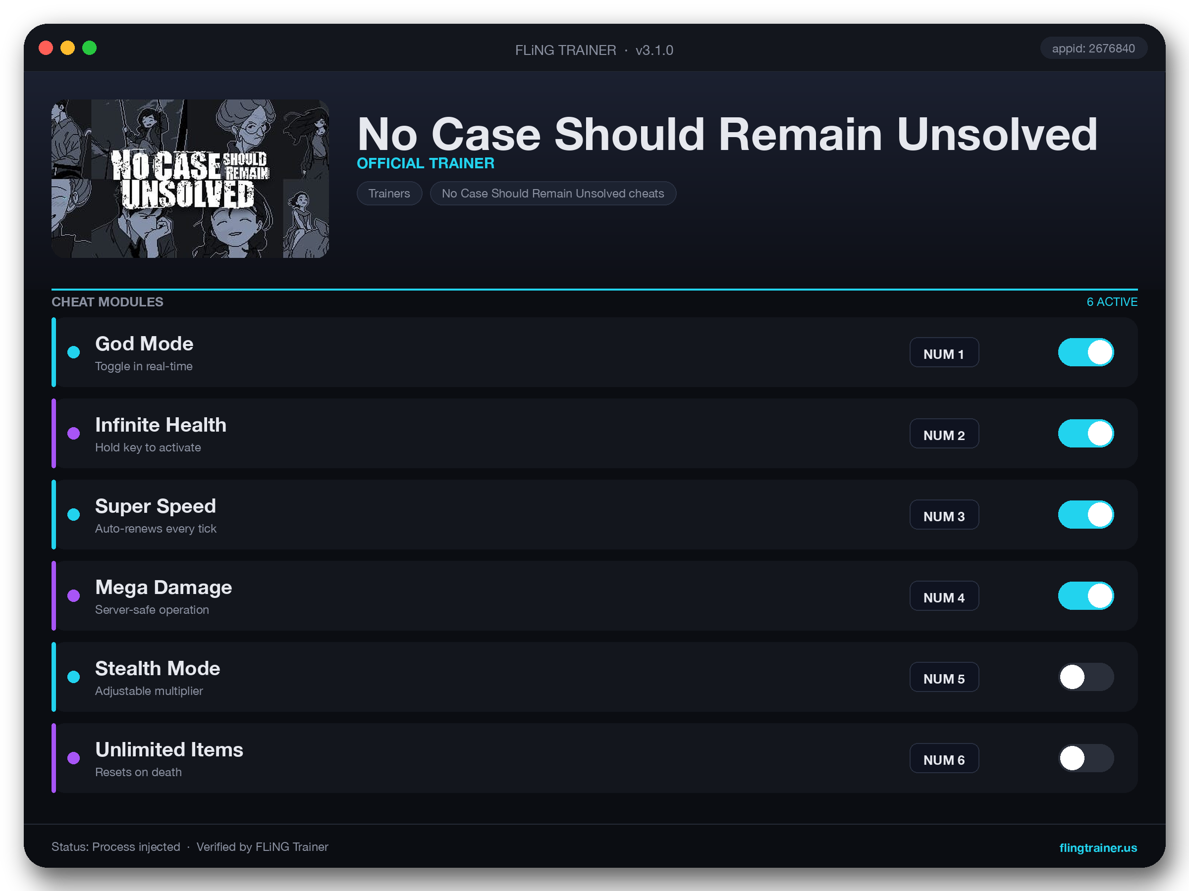No Case Should Remain Unsolved Trainer interface