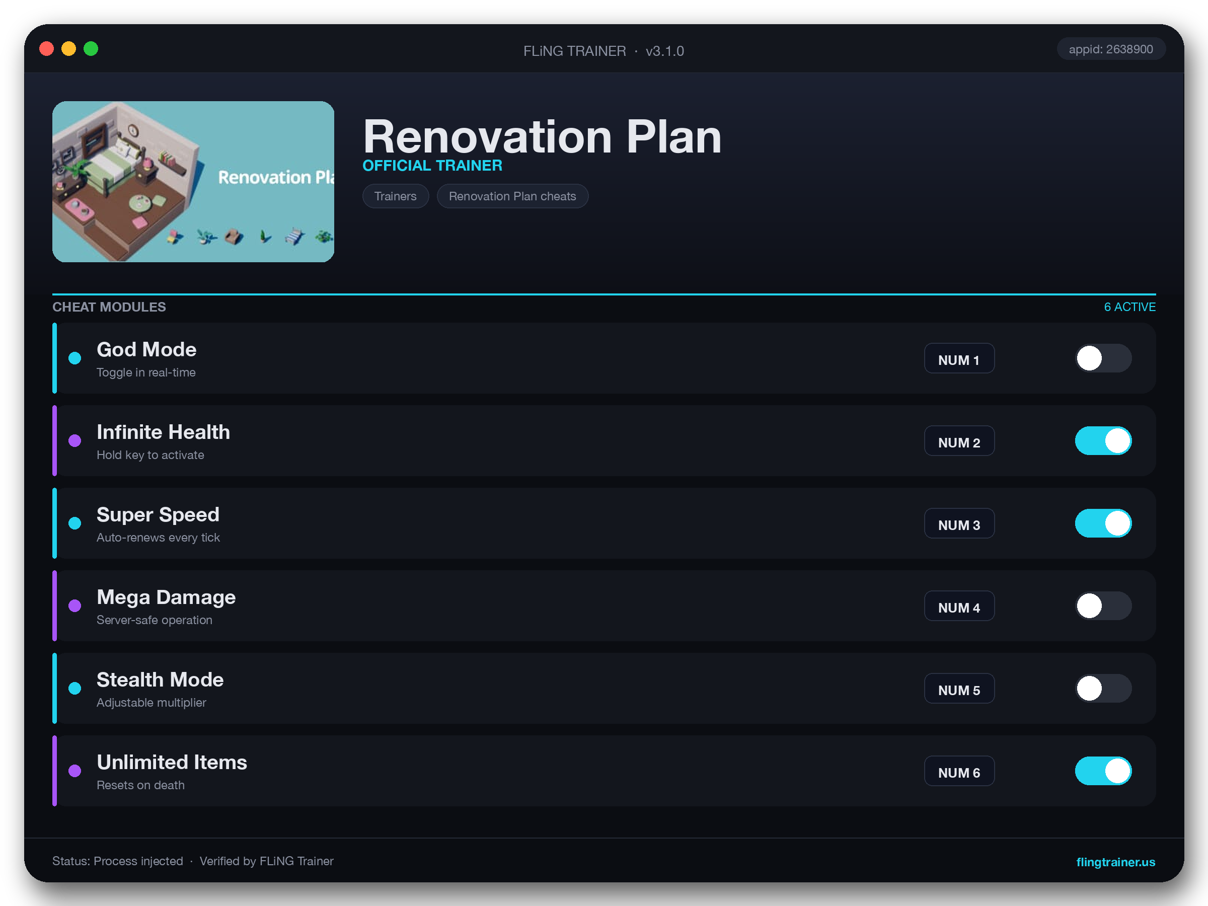 Renovation Plan Trainer interface