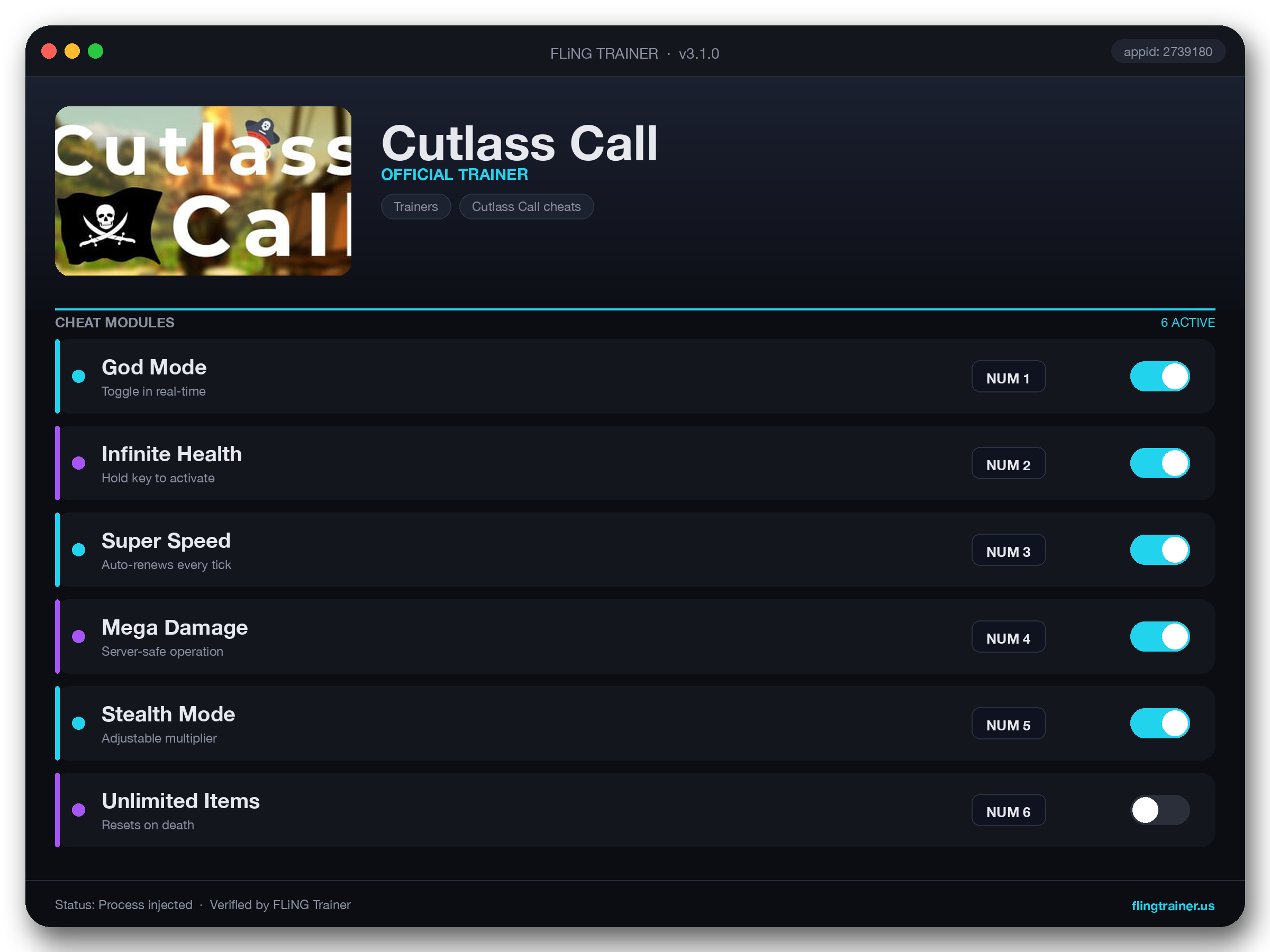 Cutlass Call Trainer interface