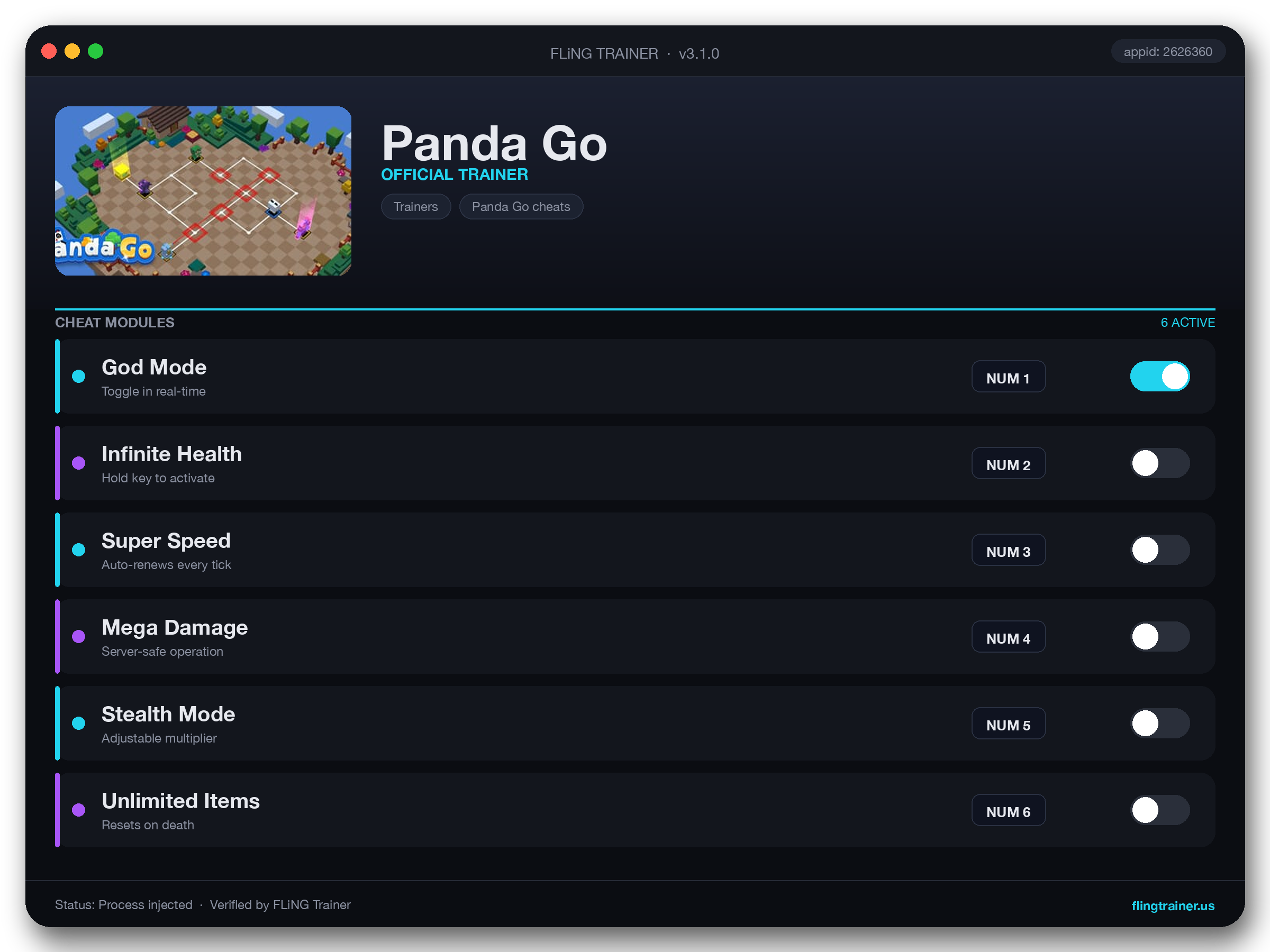 Panda Go Trainer interface