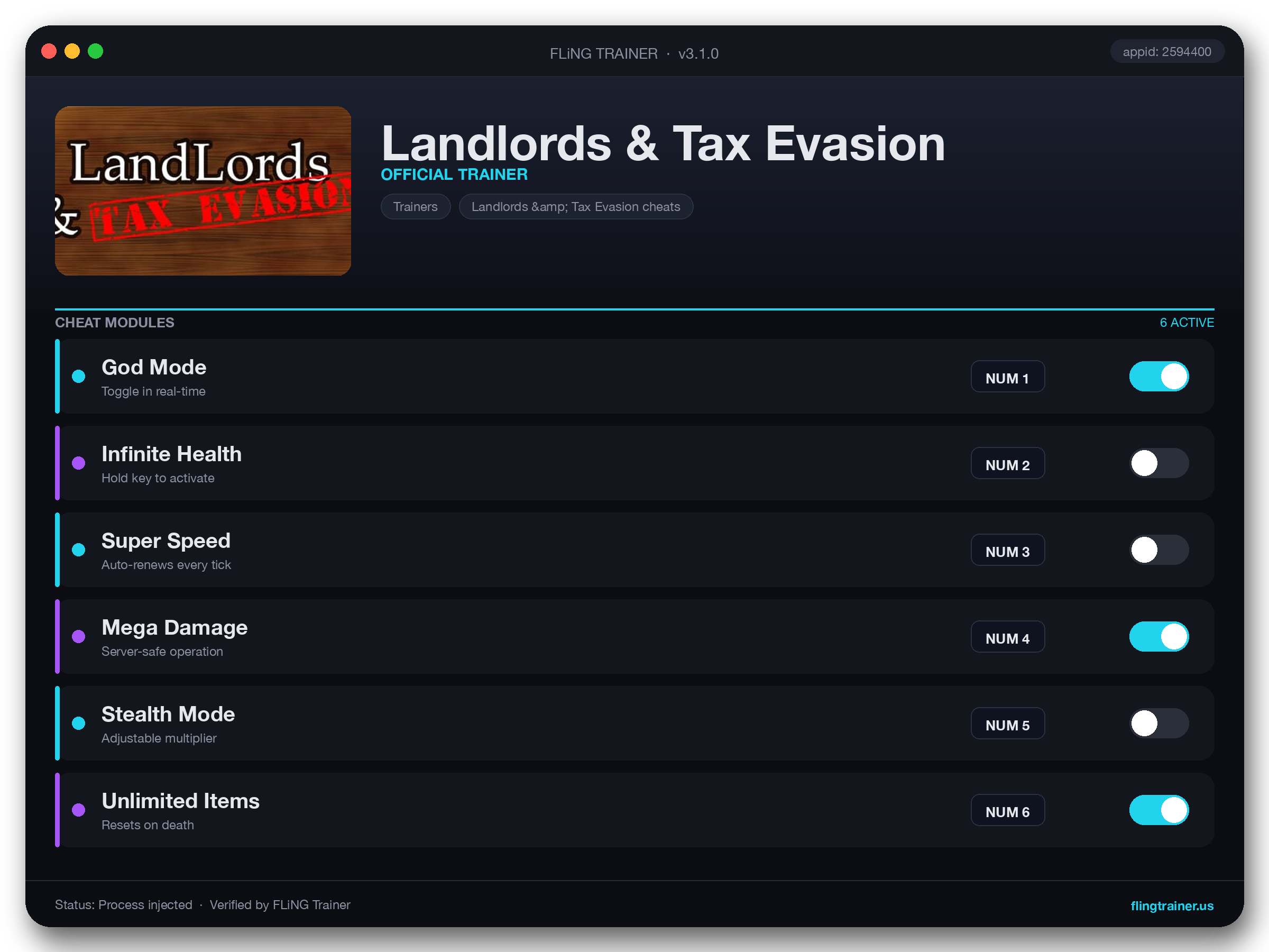 Landlords & Tax Evasion Trainer interface