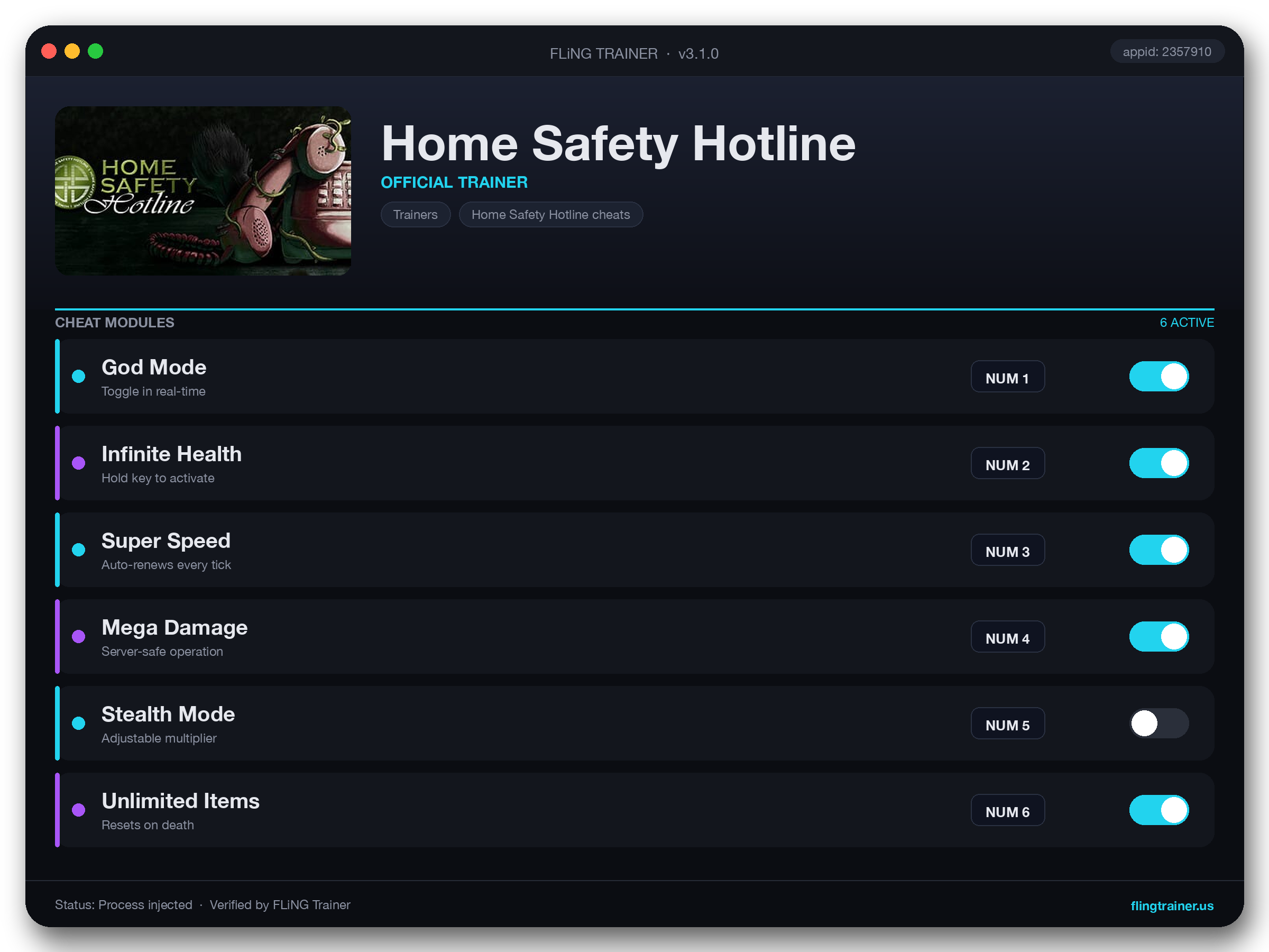 Home Safety Hotline Trainer interface