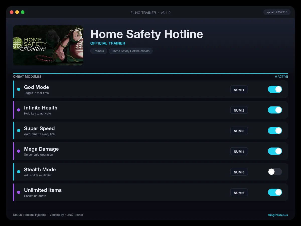 Home Safety Hotline Trainer interface