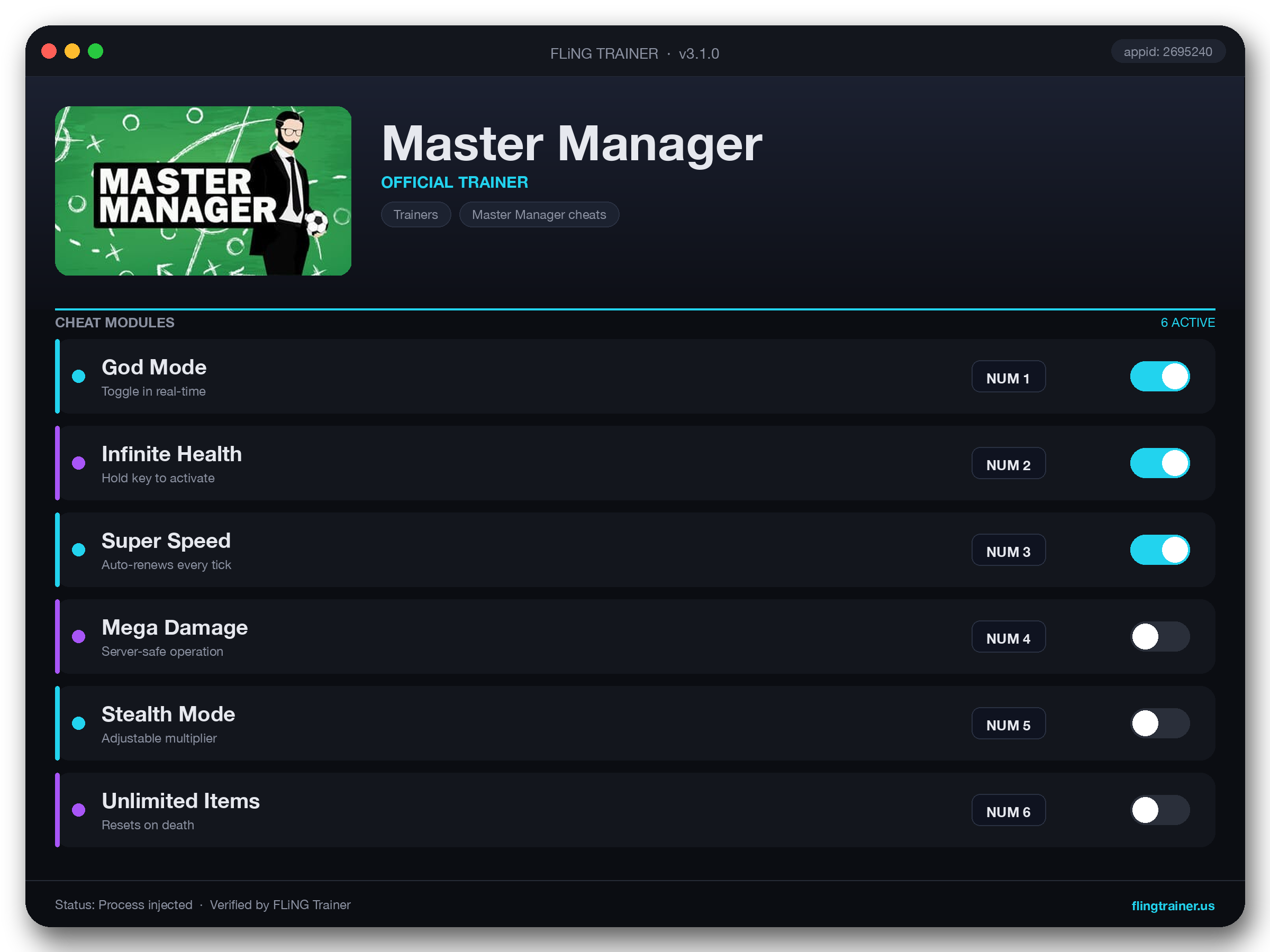 Master Manager Trainer interface
