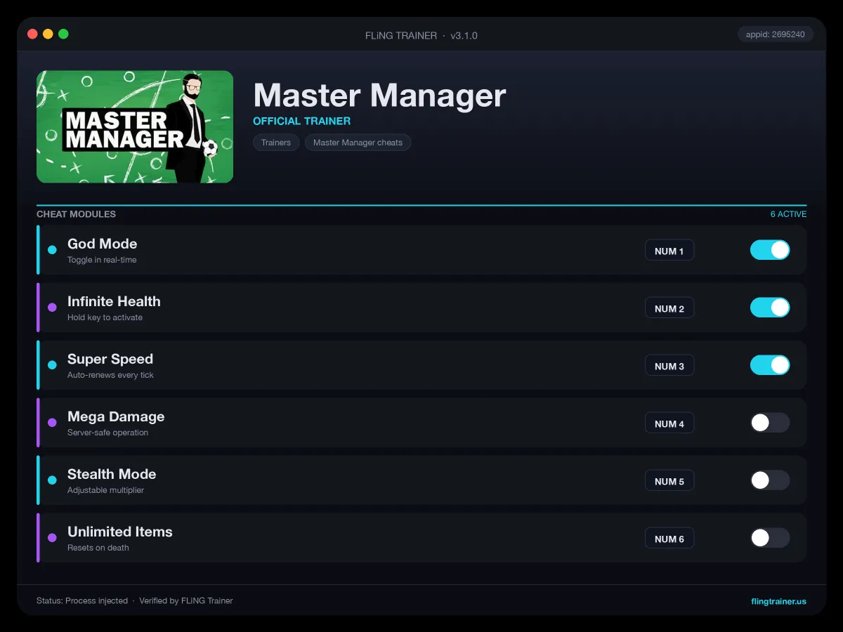 Master Manager Trainer interface