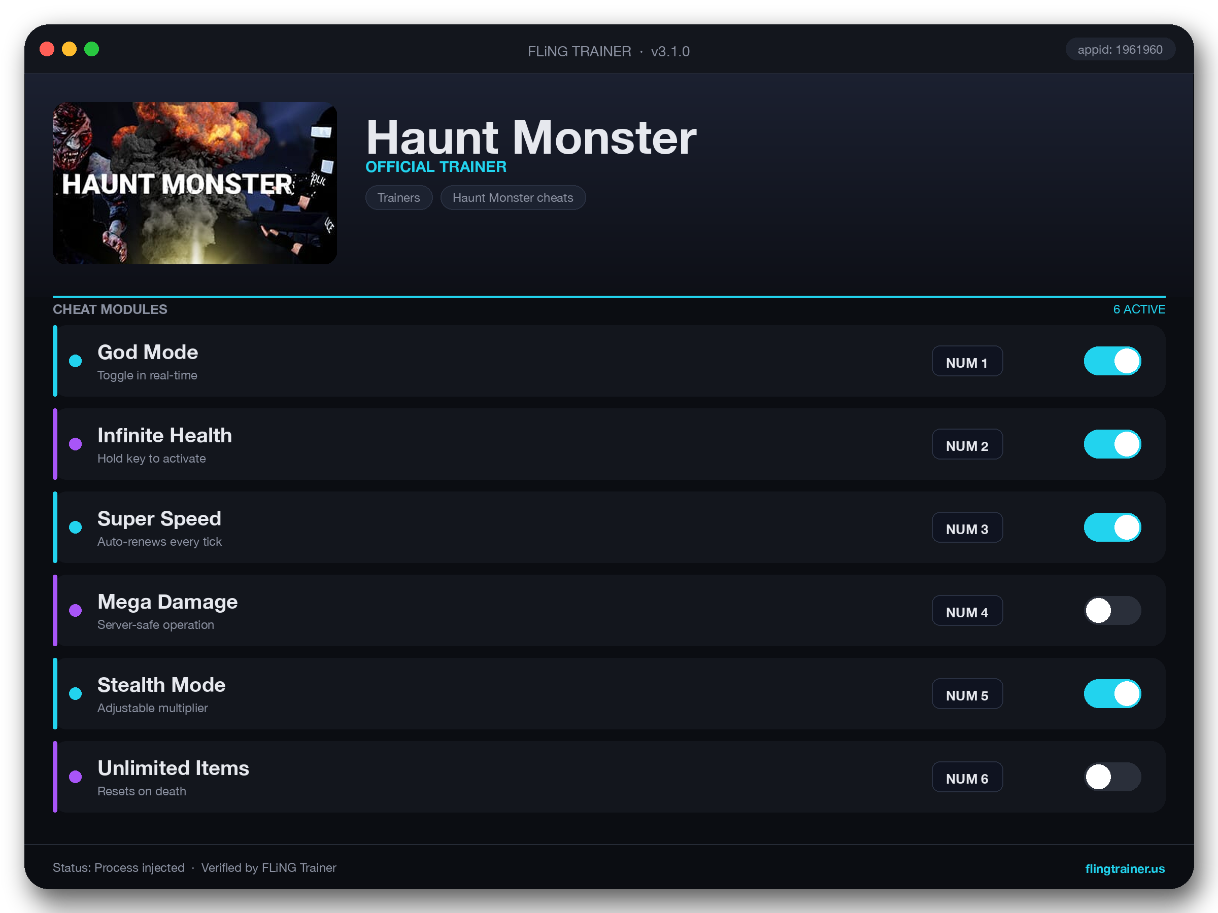 Haunt Monster Trainer interface