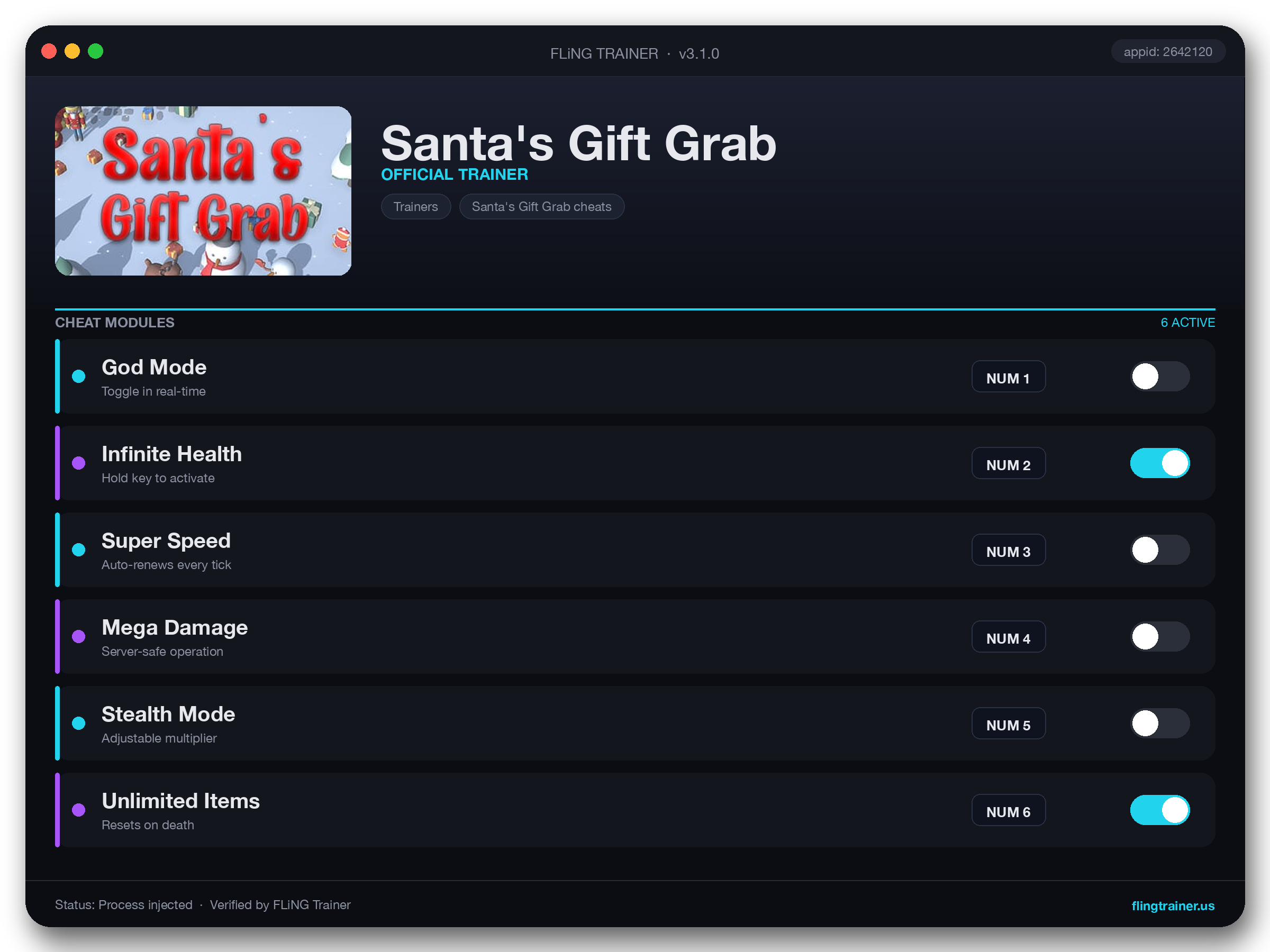 Santa's Gift Grab Trainer interface