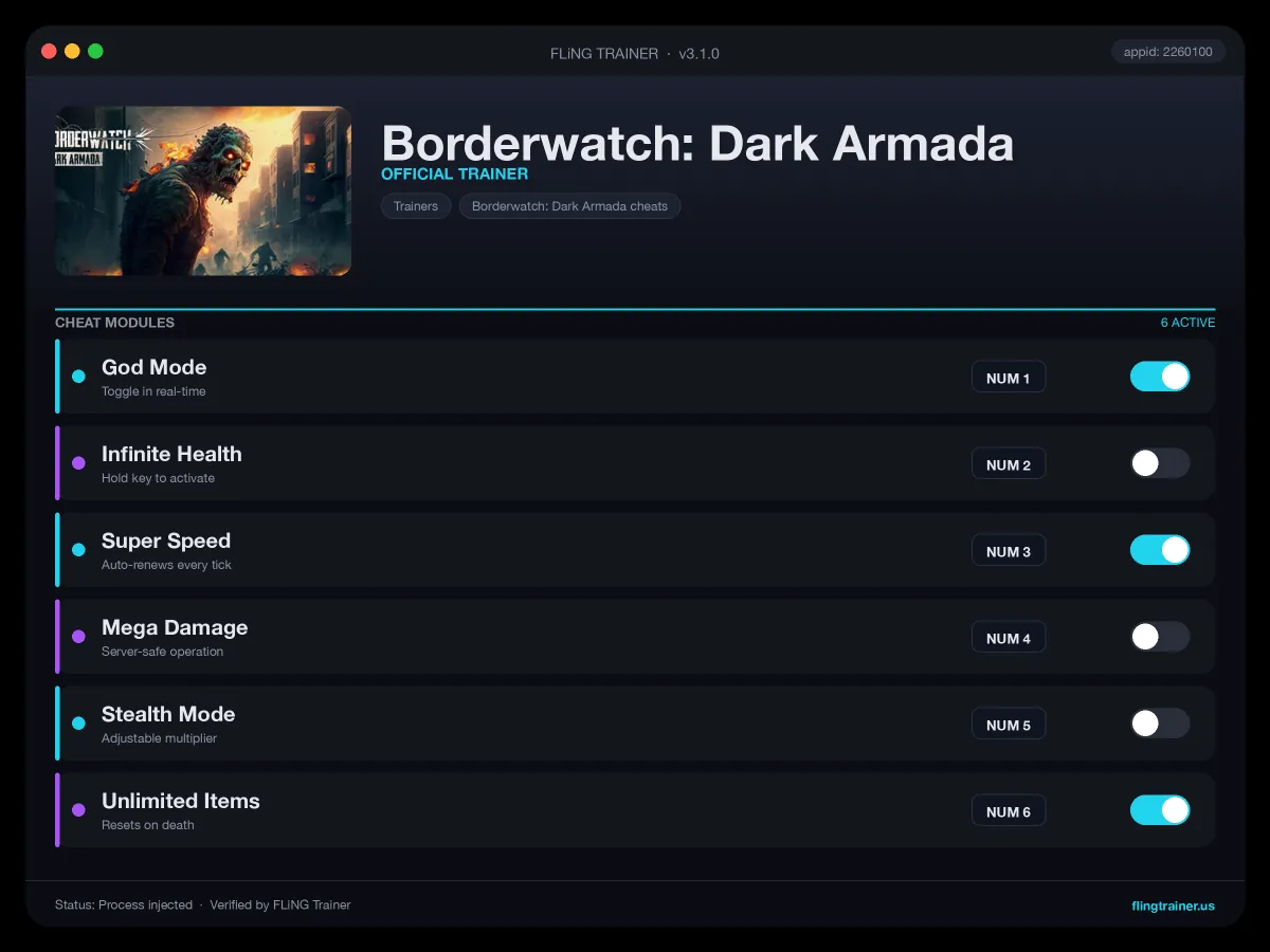Borderwatch: Dark Armada Trainer interface