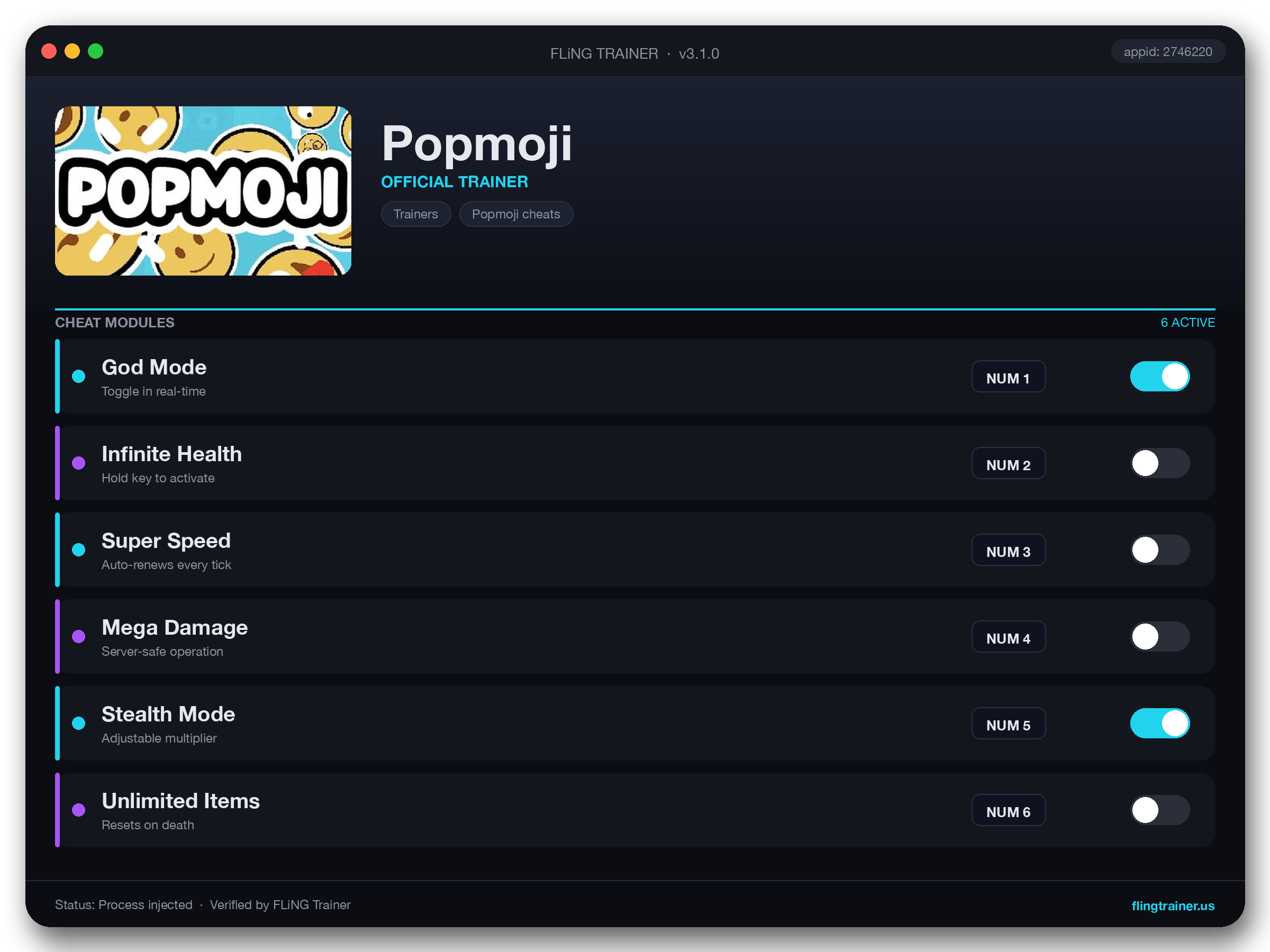 Popmoji Trainer interface