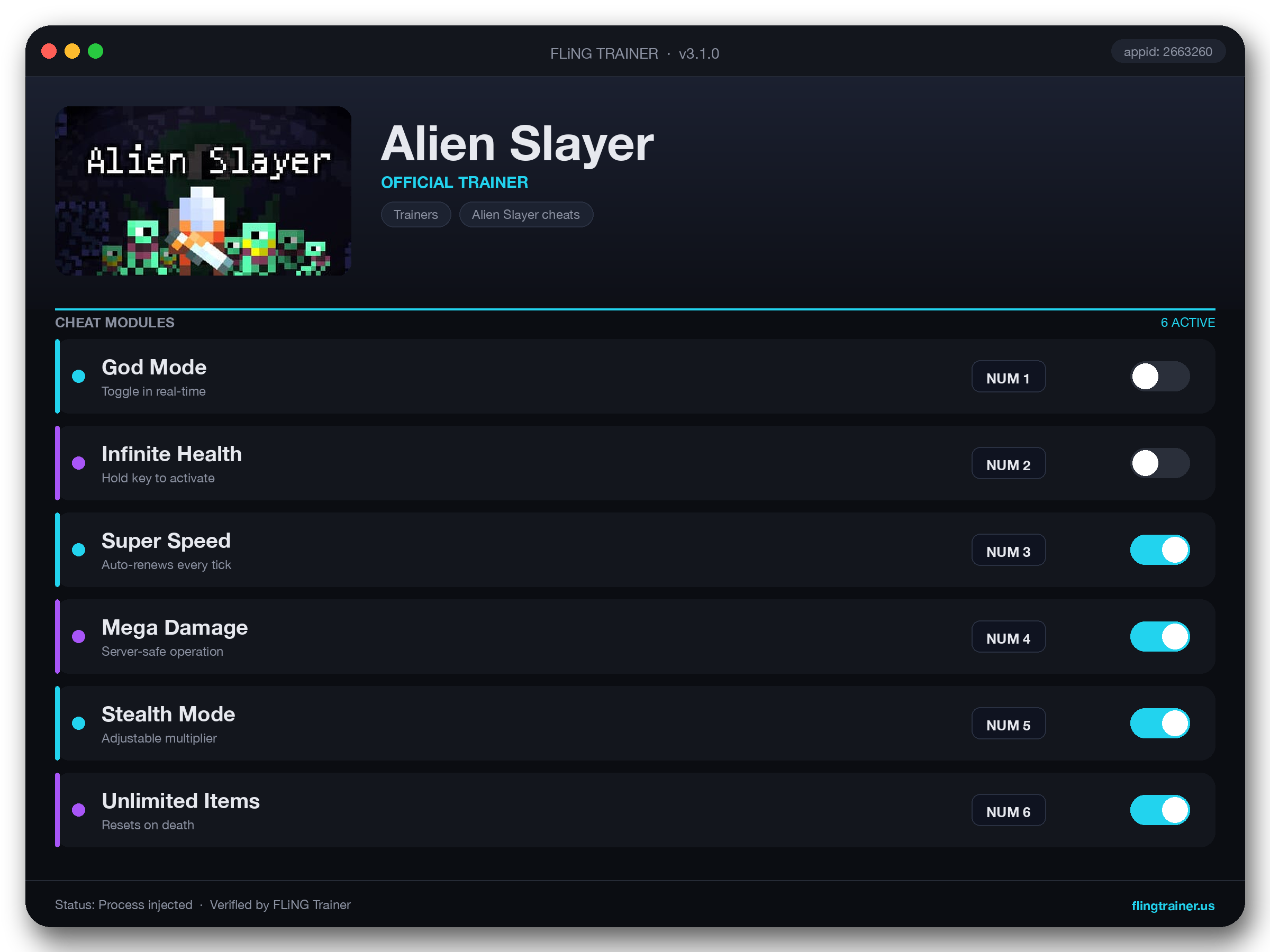 Alien Slayer Trainer interface