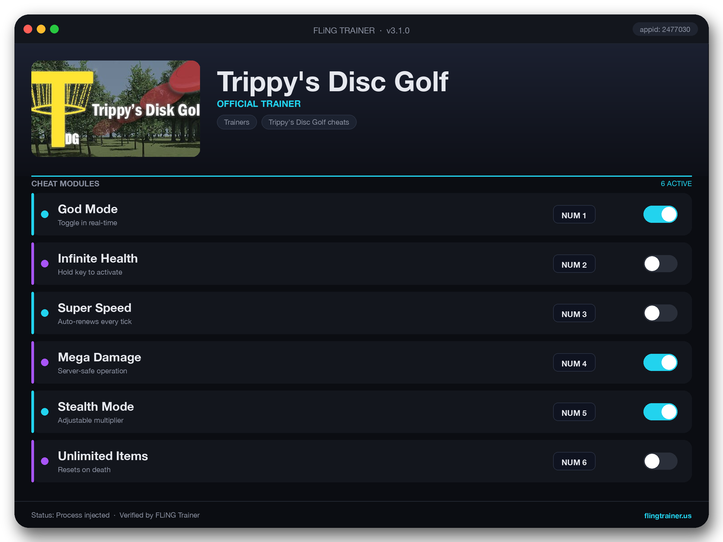 Trippy's Disc Golf Trainer interface