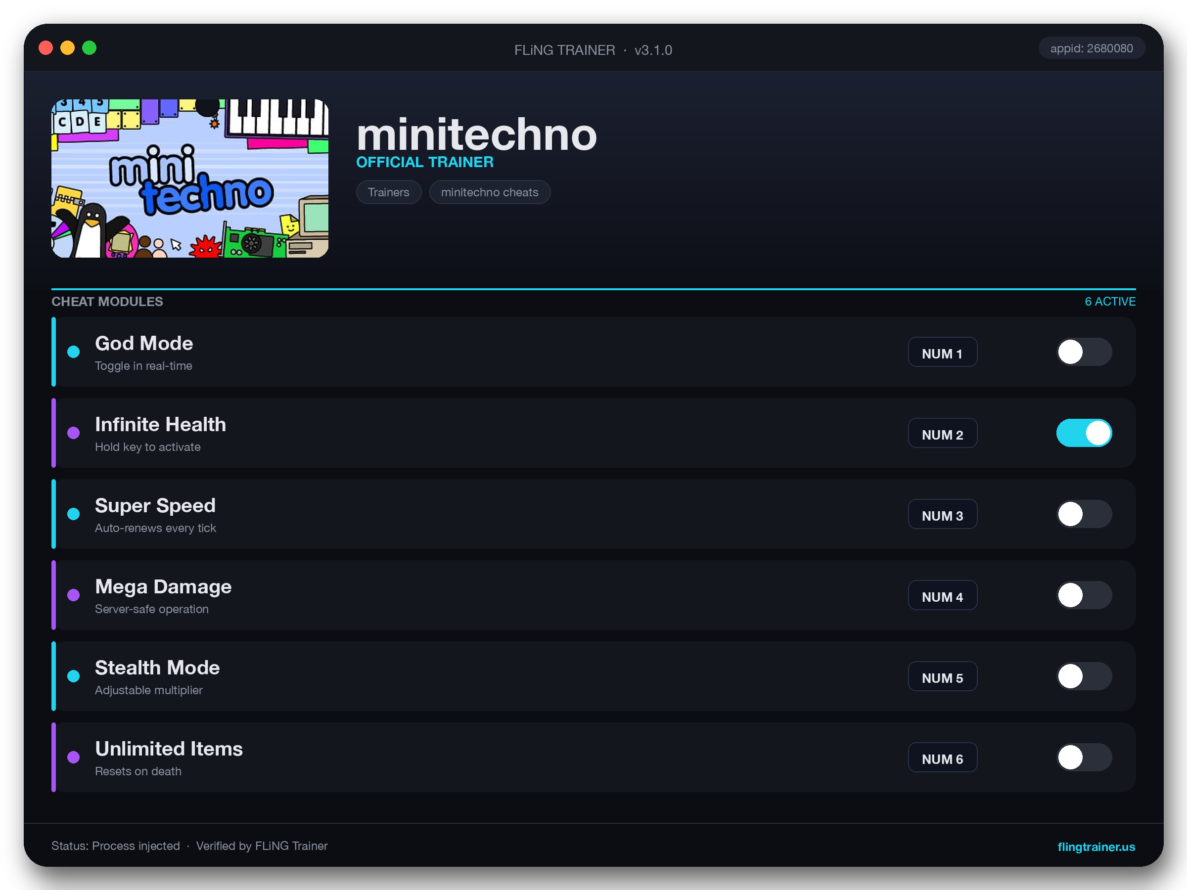 minitechno Trainer interface