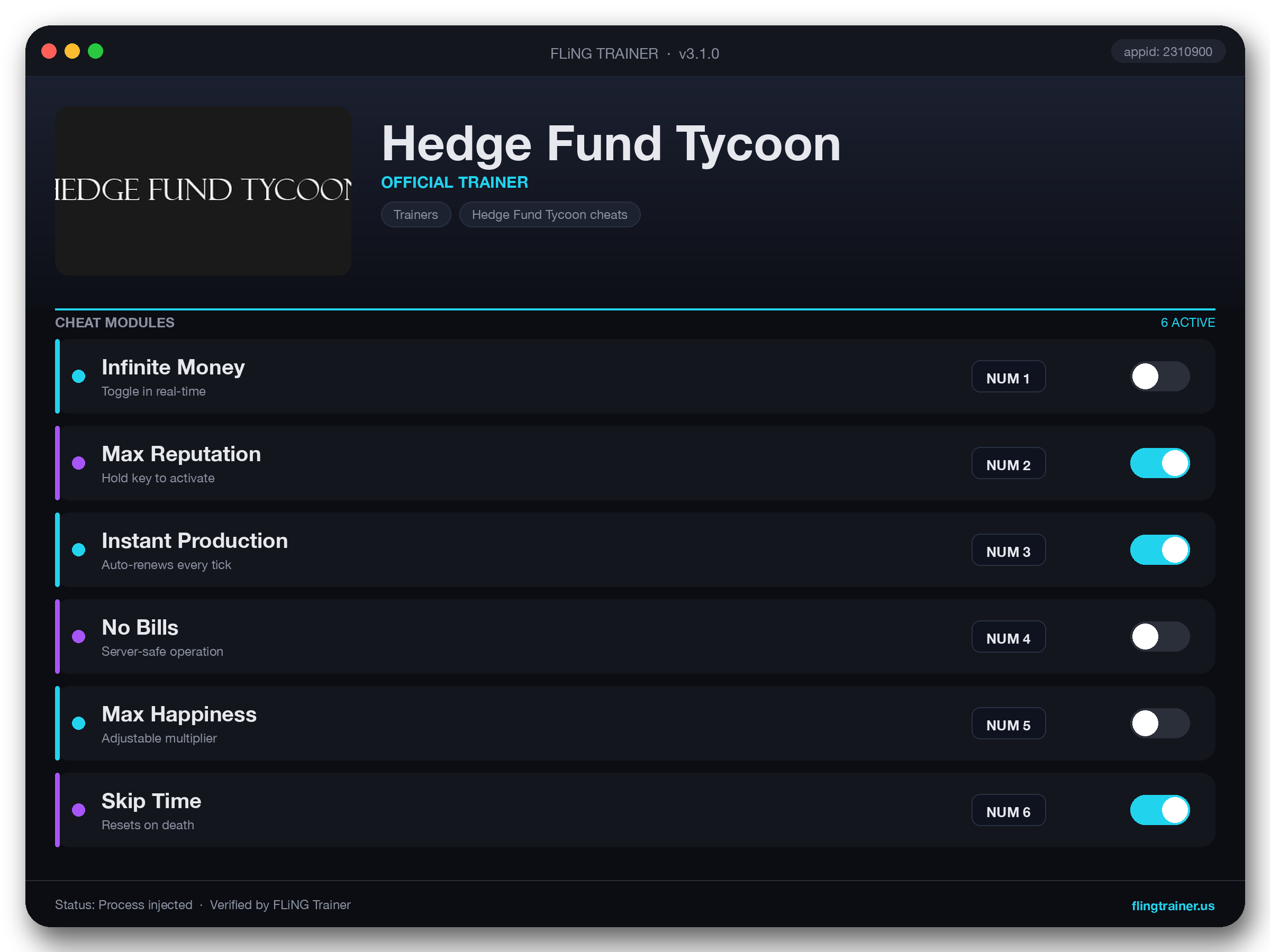 Hedge Fund Tycoon Trainer interface