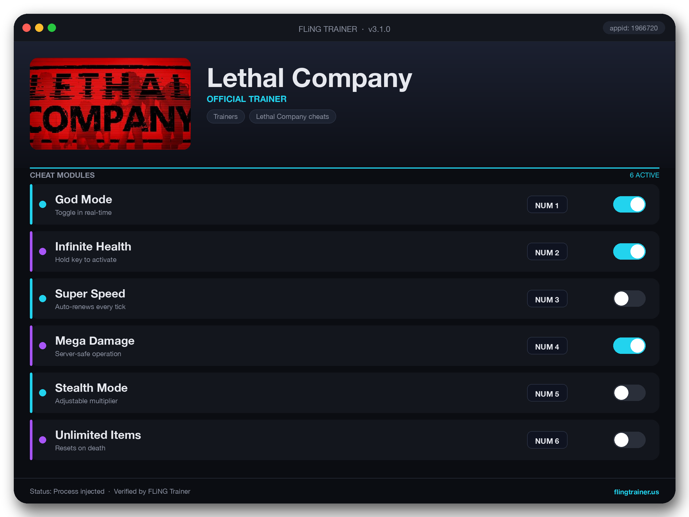 Lethal Company Trainer interface