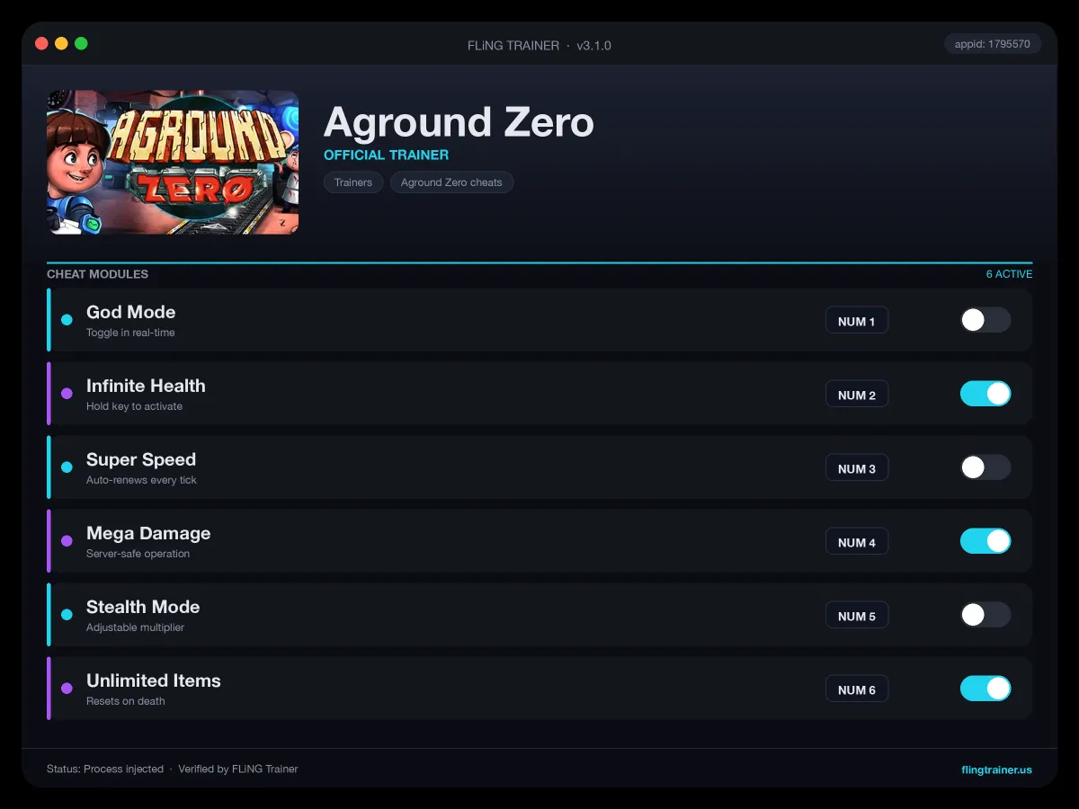 Aground Zero Trainer interface