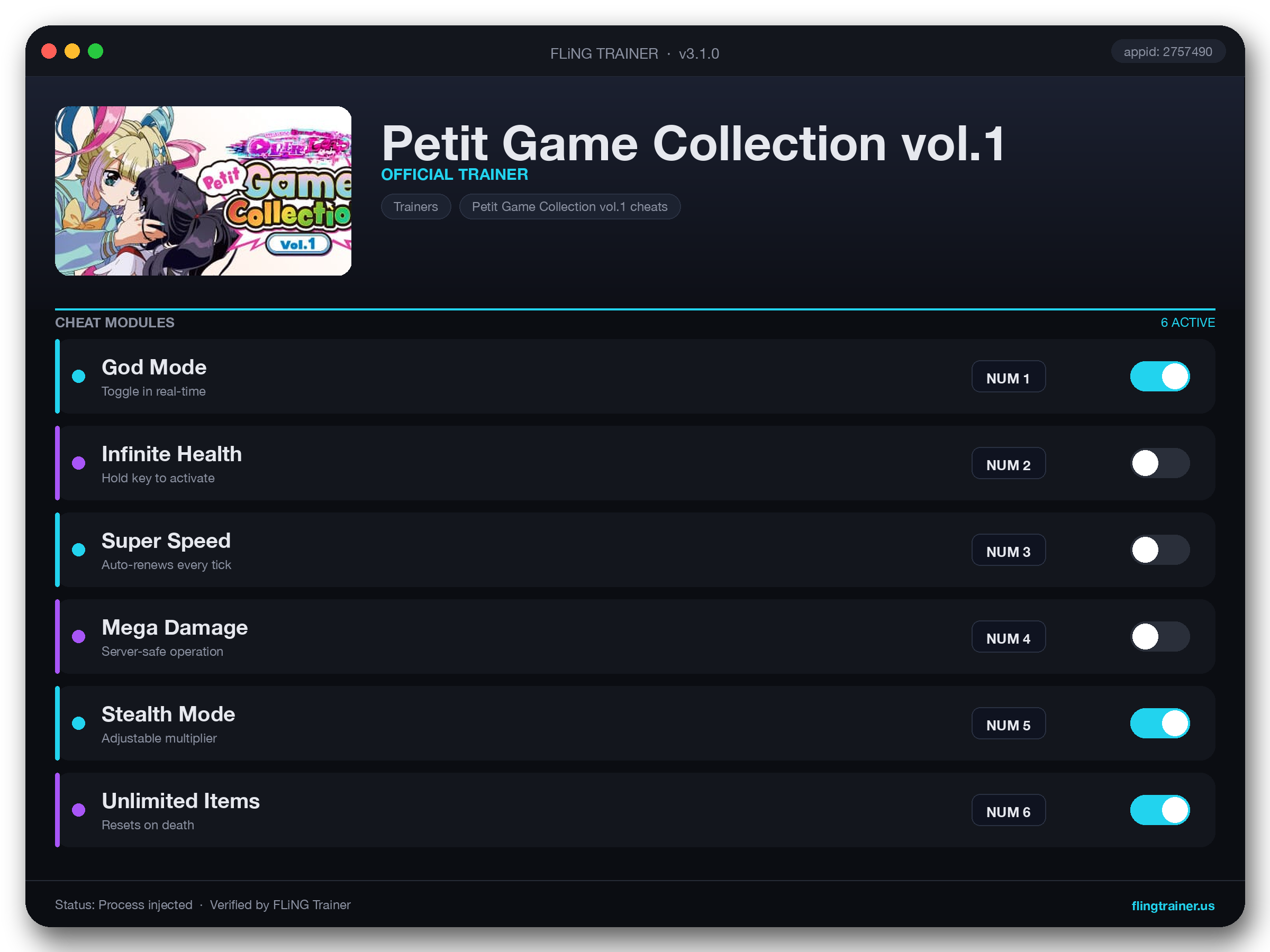 Petit Game Collection vol.1 Trainer interface