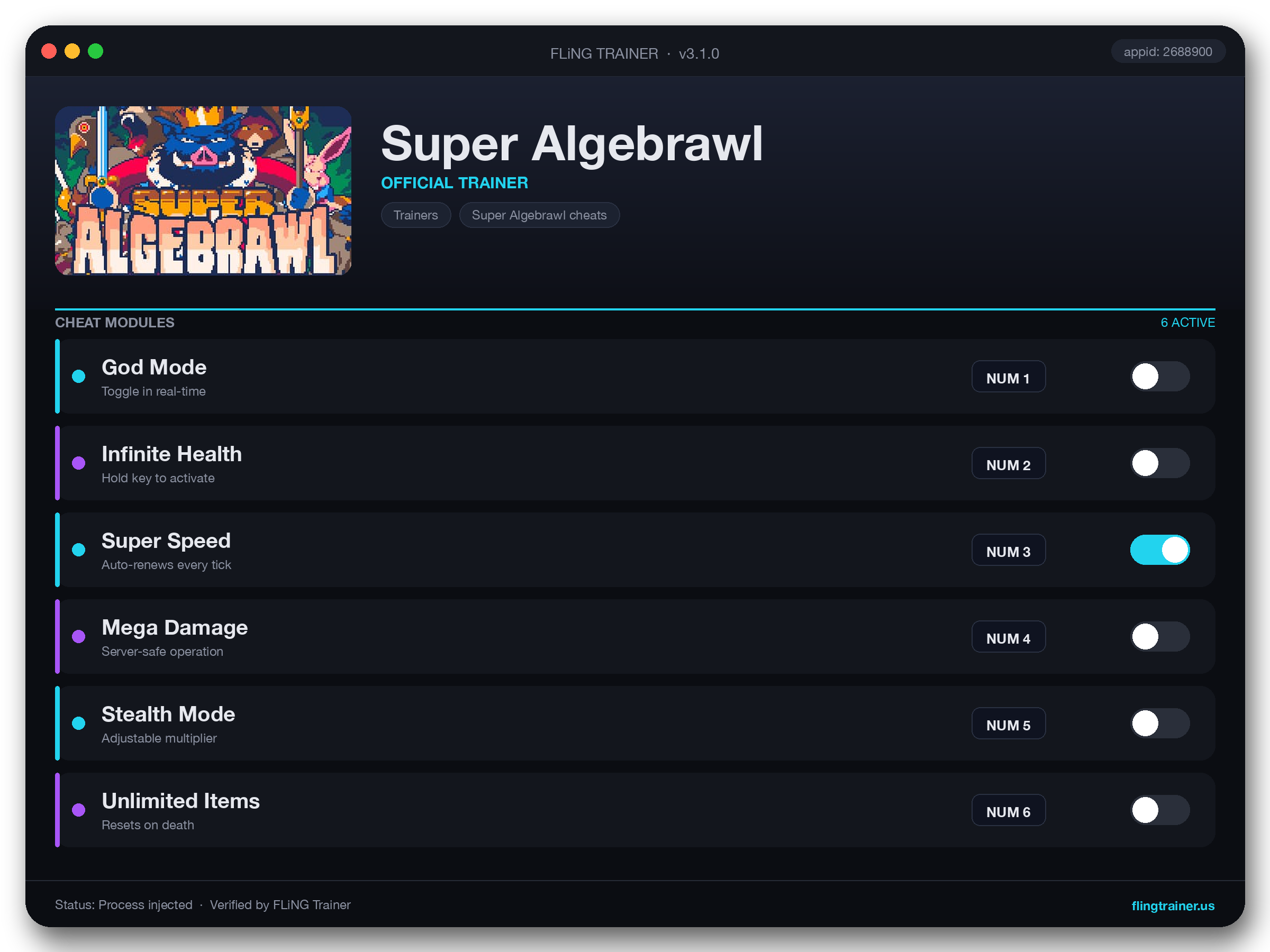 Super Algebrawl Trainer interface