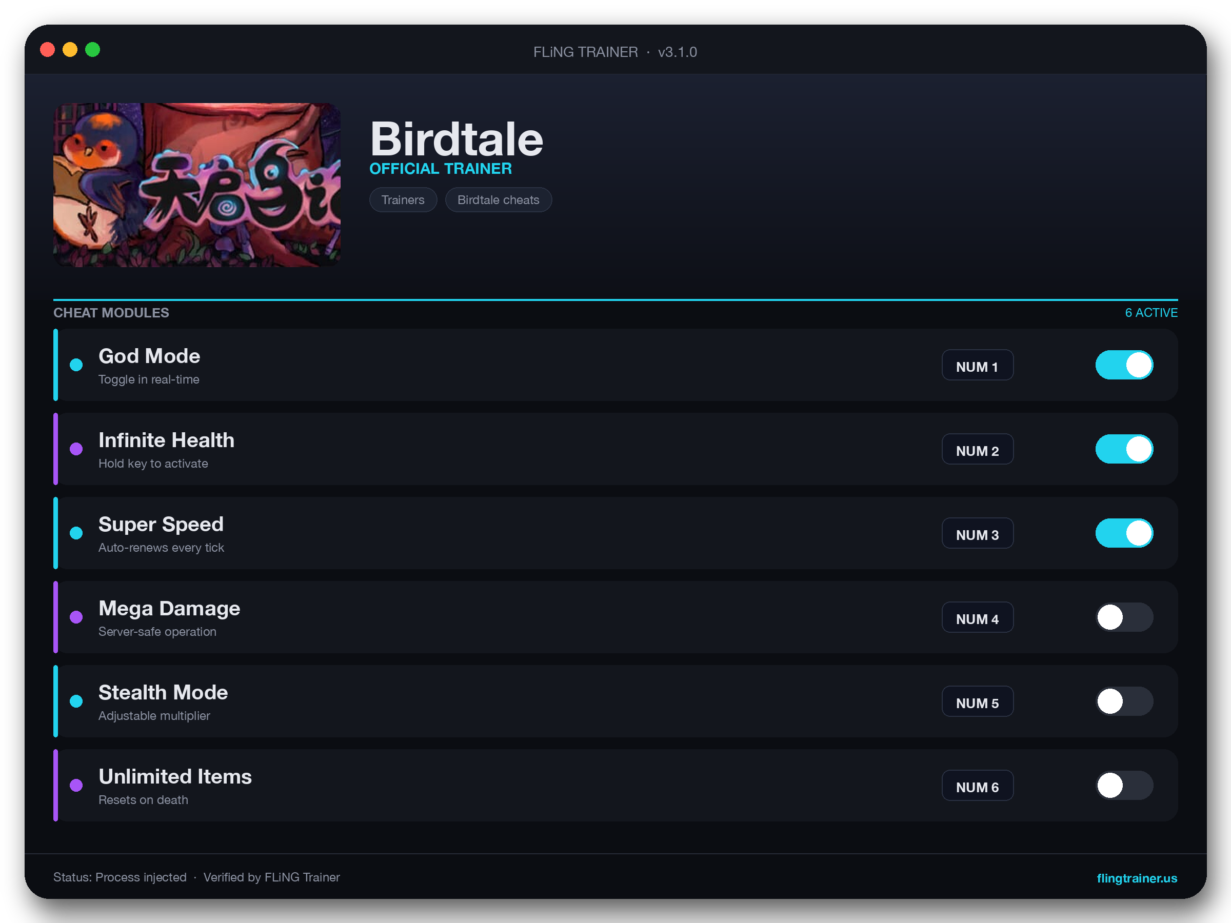 Birdtale Trainer interface