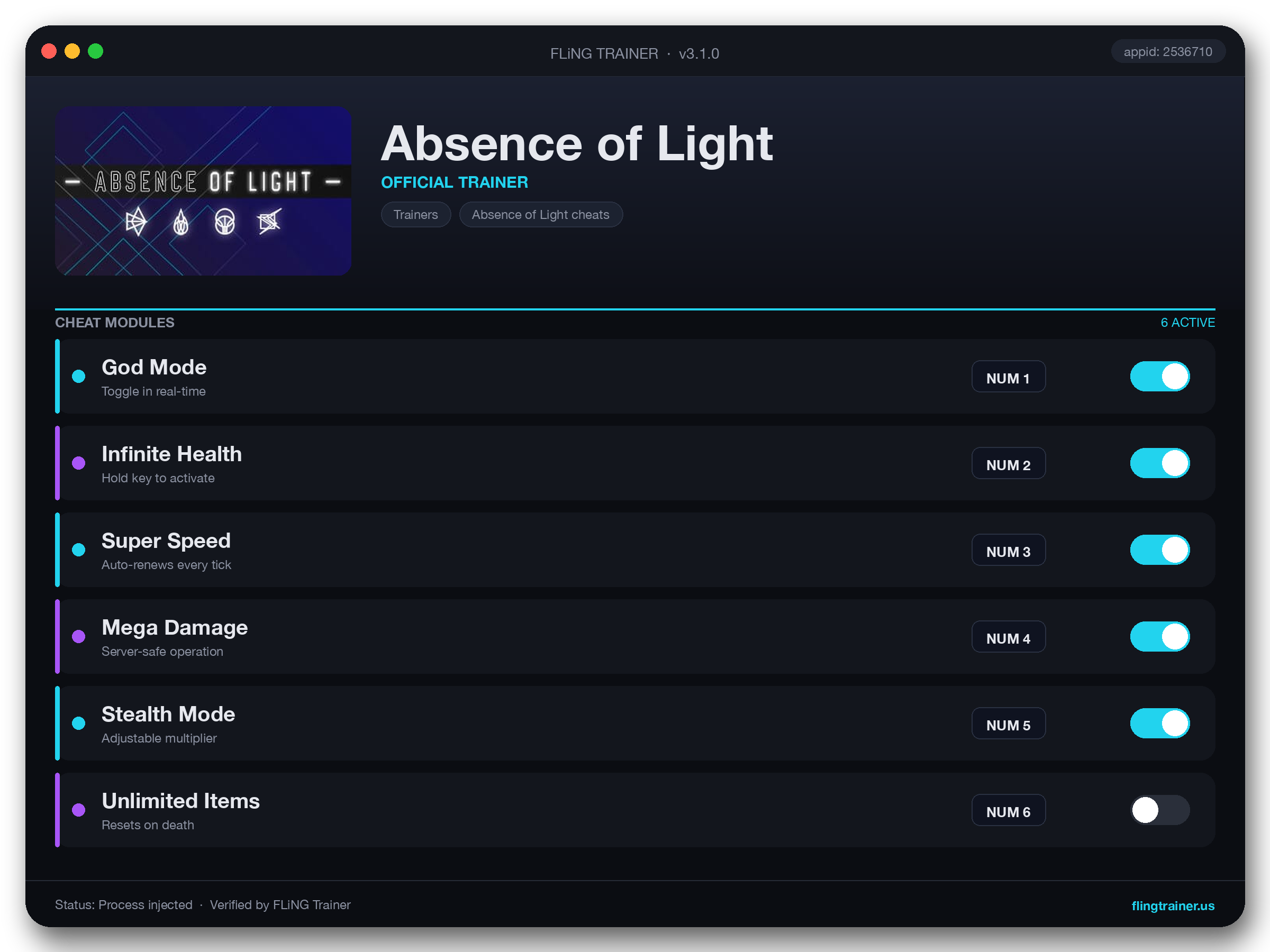 Absence of Light Trainer interface