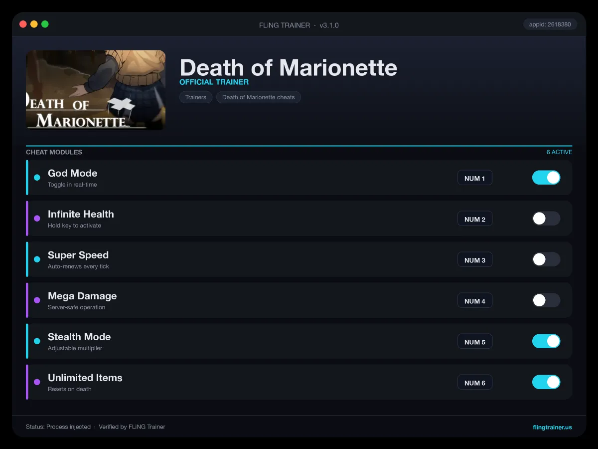 Death of Marionette Trainer interface