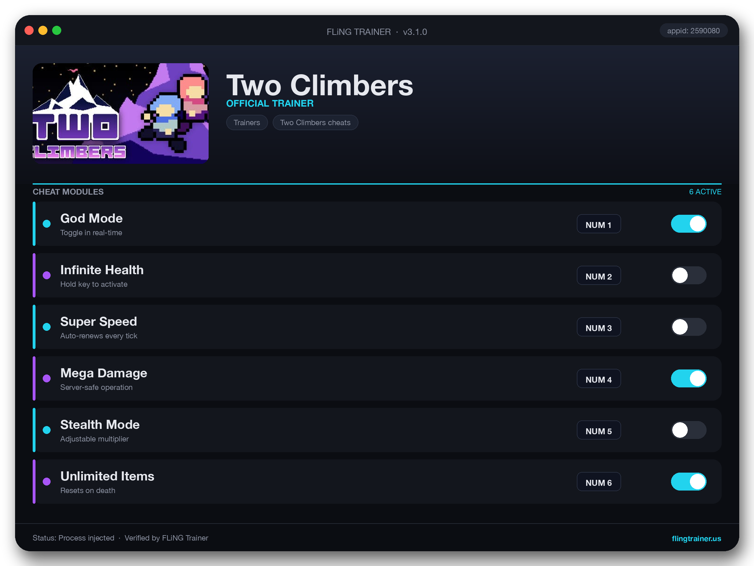 Two Climbers Trainer interface