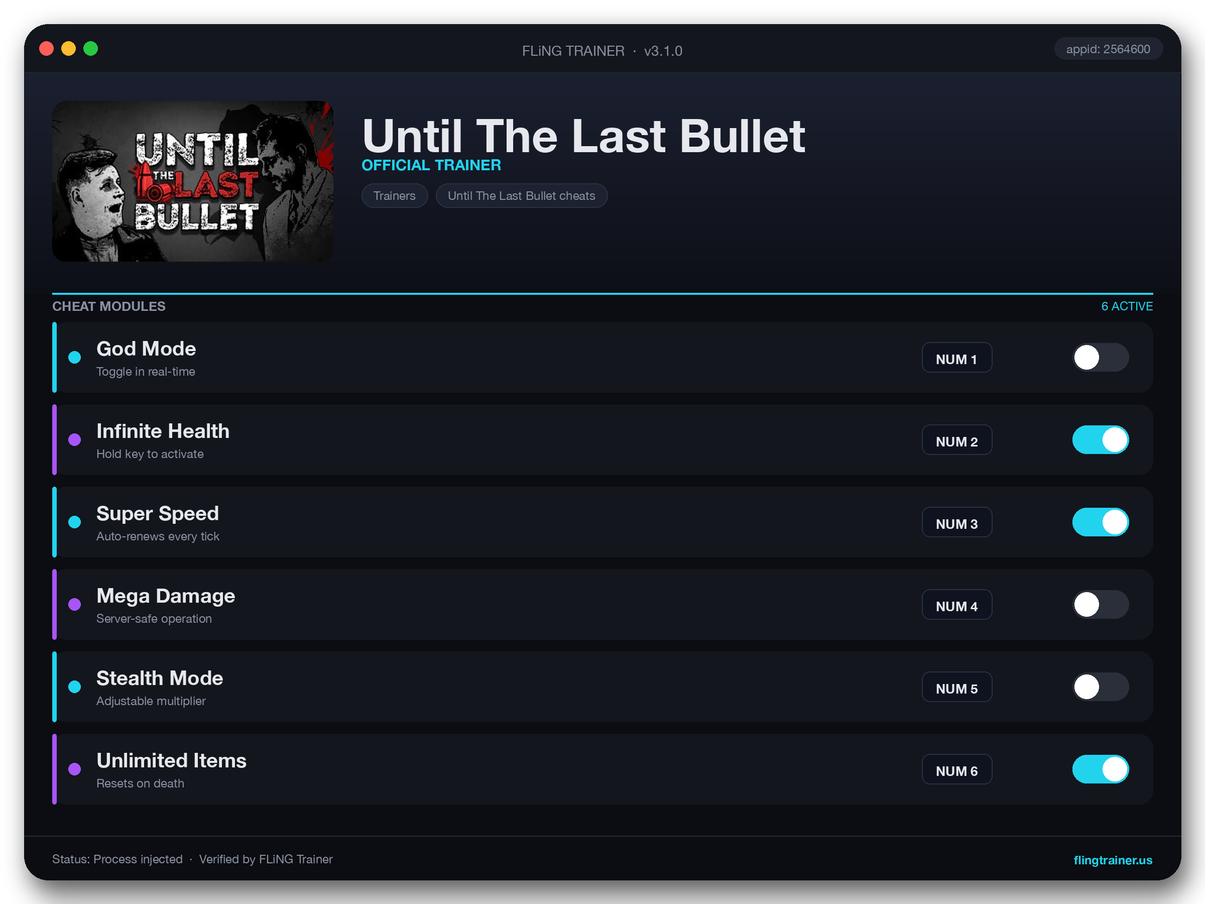 Until The Last Bullet Trainer interface
