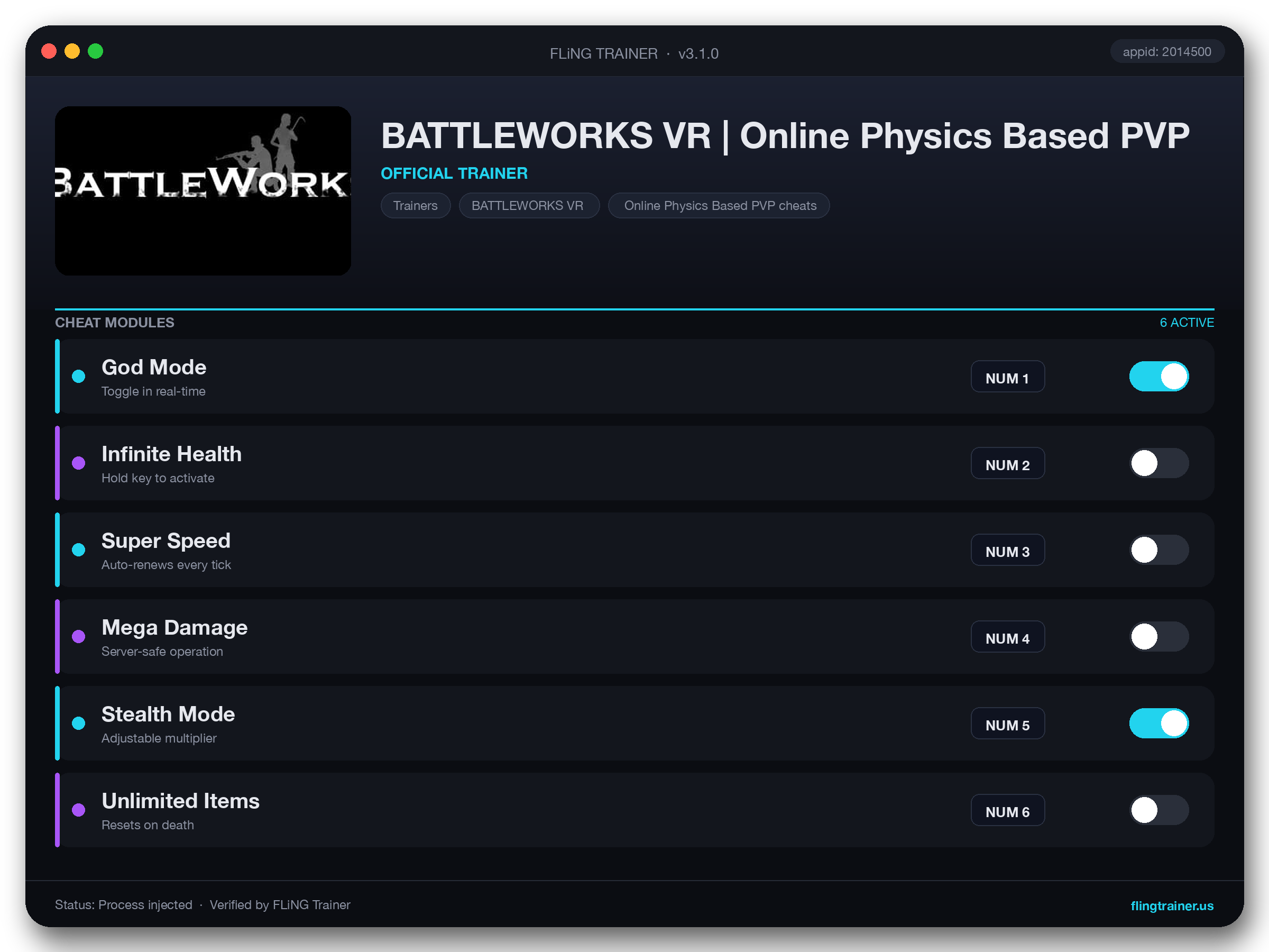 BATTLEWORKS VR | Online Physics Based PVP Trainer interface