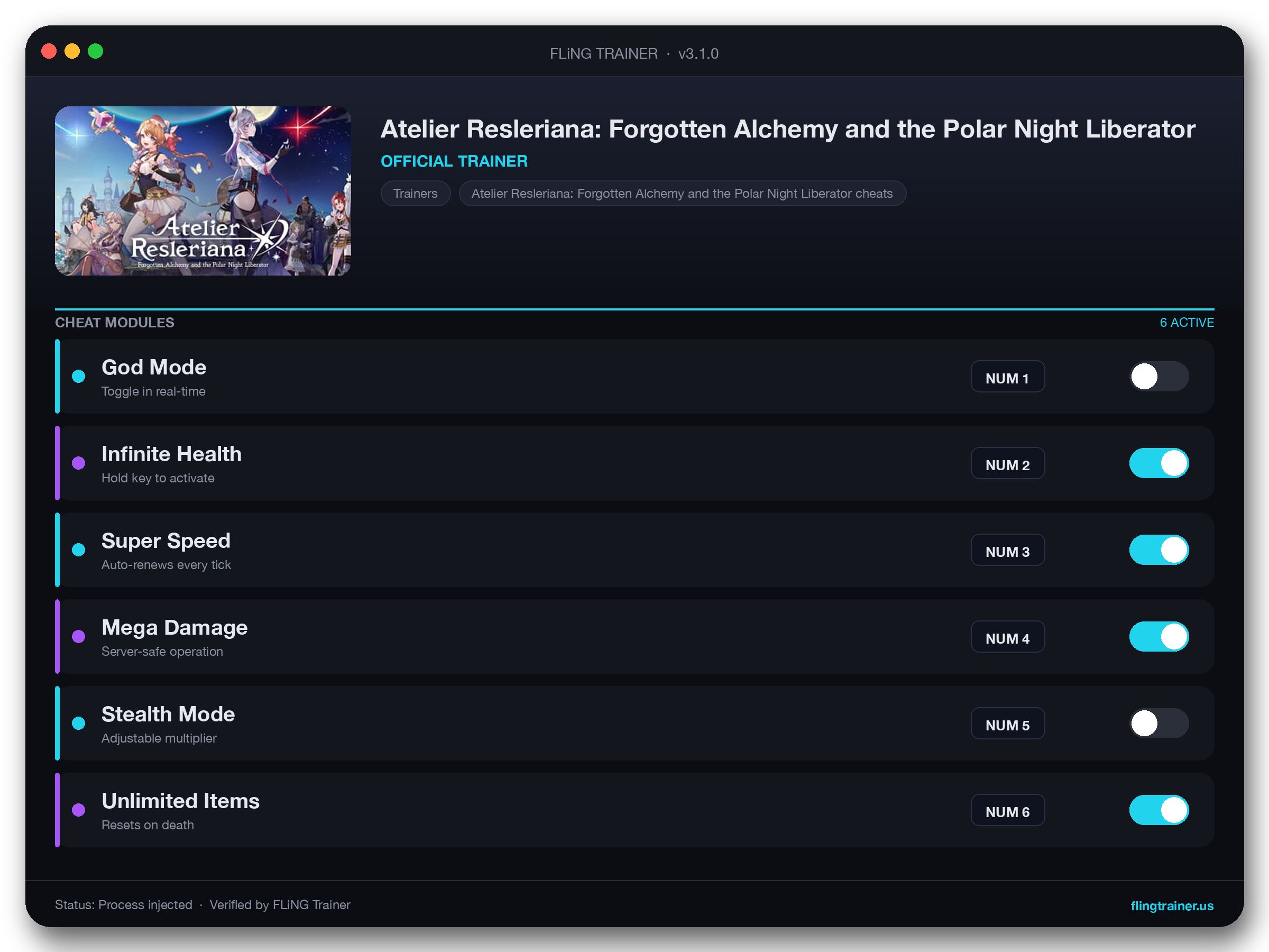 Atelier Resleriana: Forgotten Alchemy and the Polar Night Liberator Trainer interface