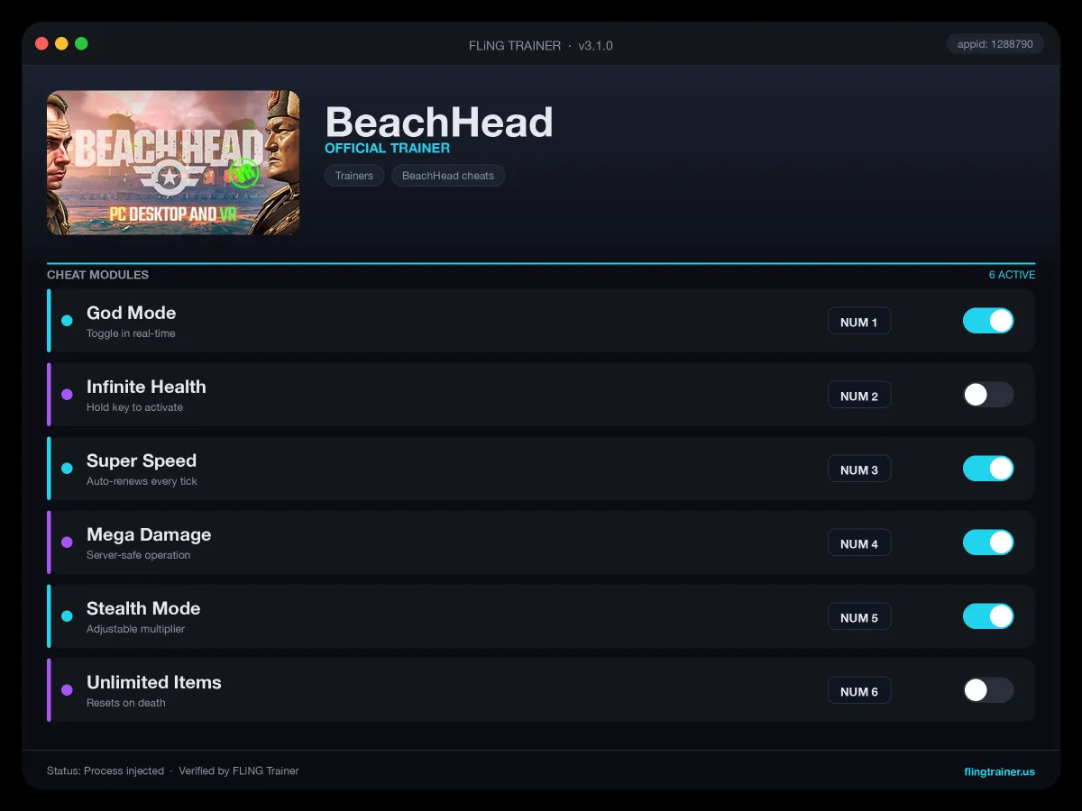 BeachHead Trainer interface