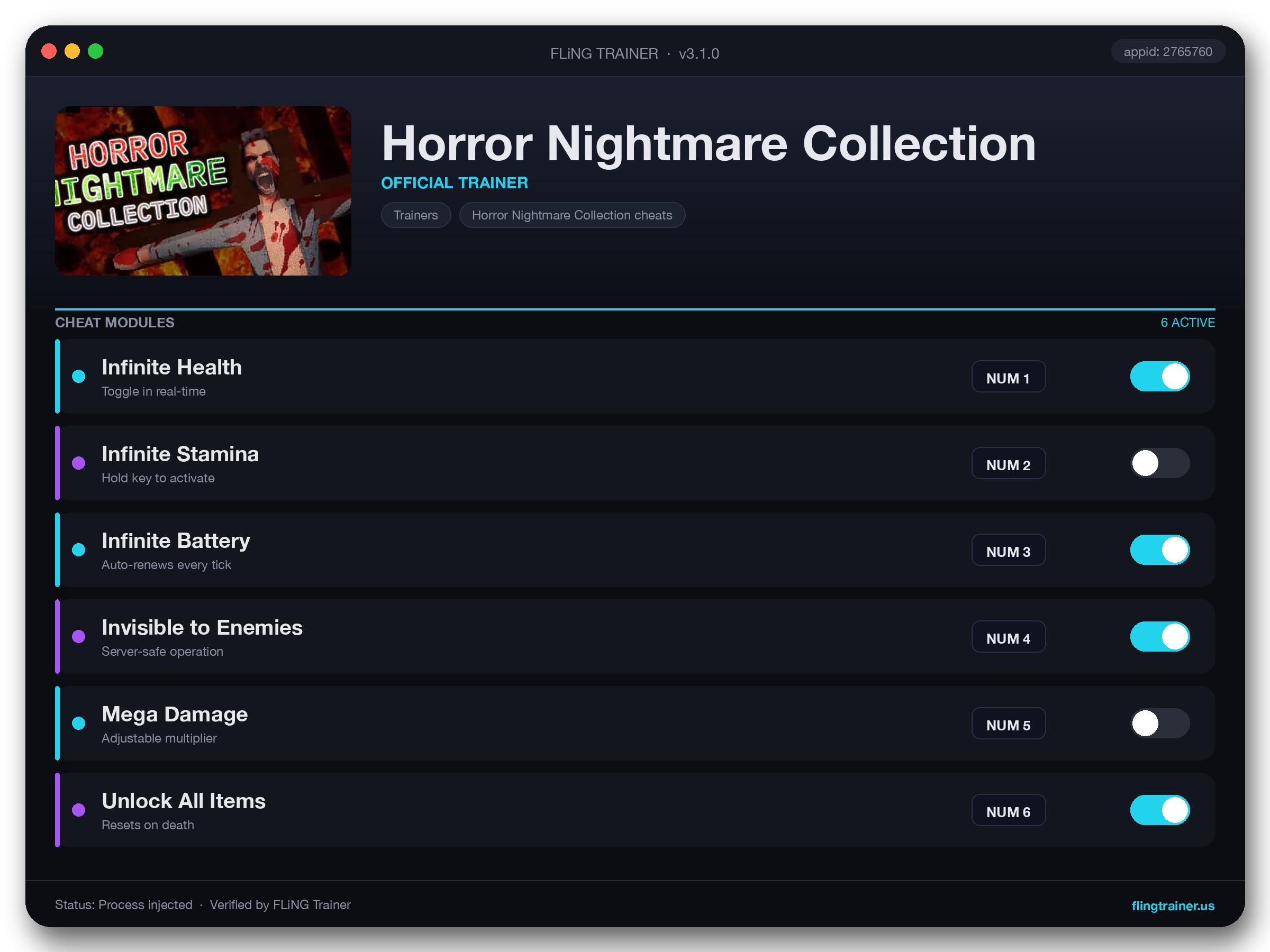 Horror Nightmare Collection Trainer interface