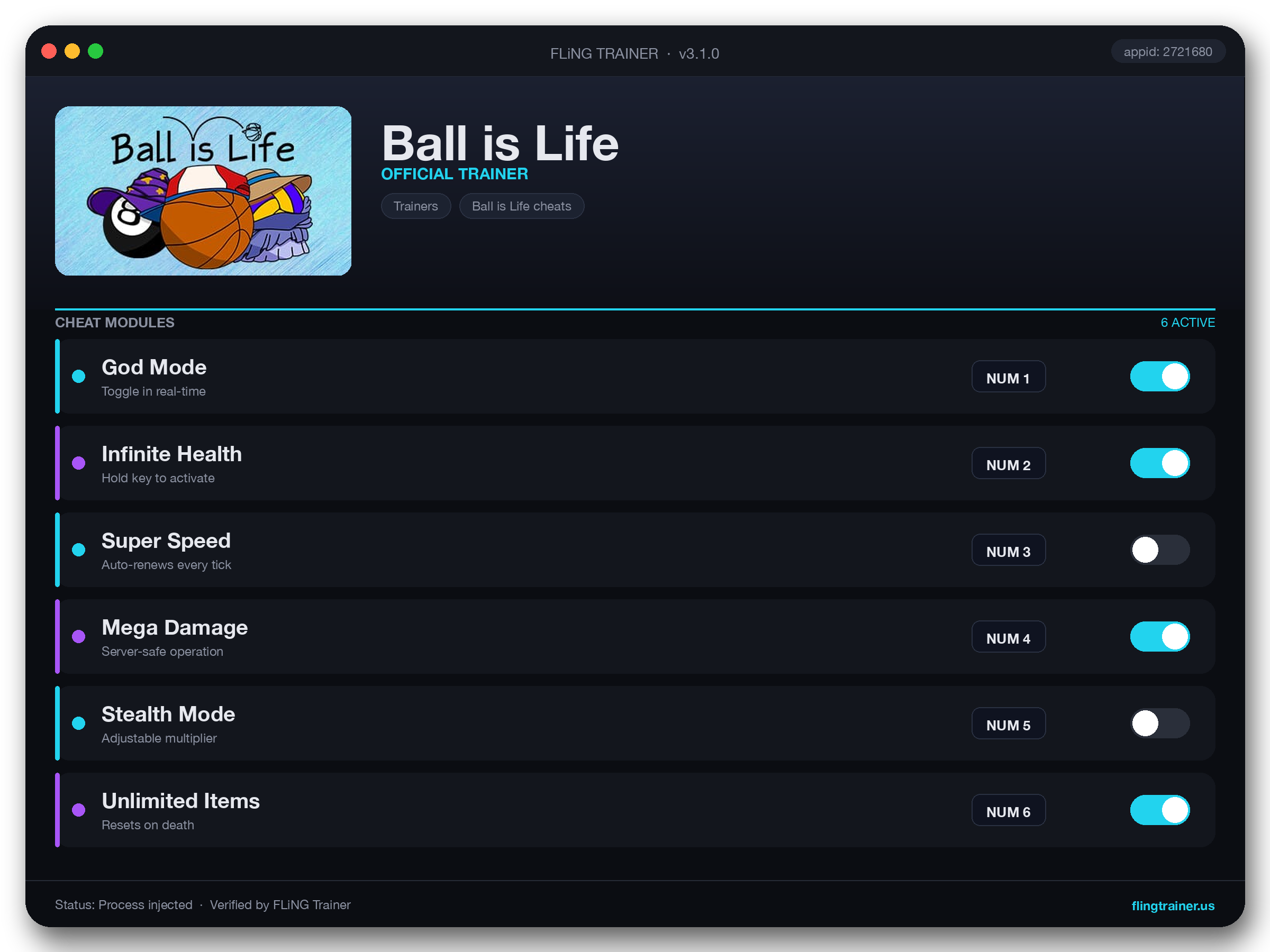 Ball is Life Trainer interface