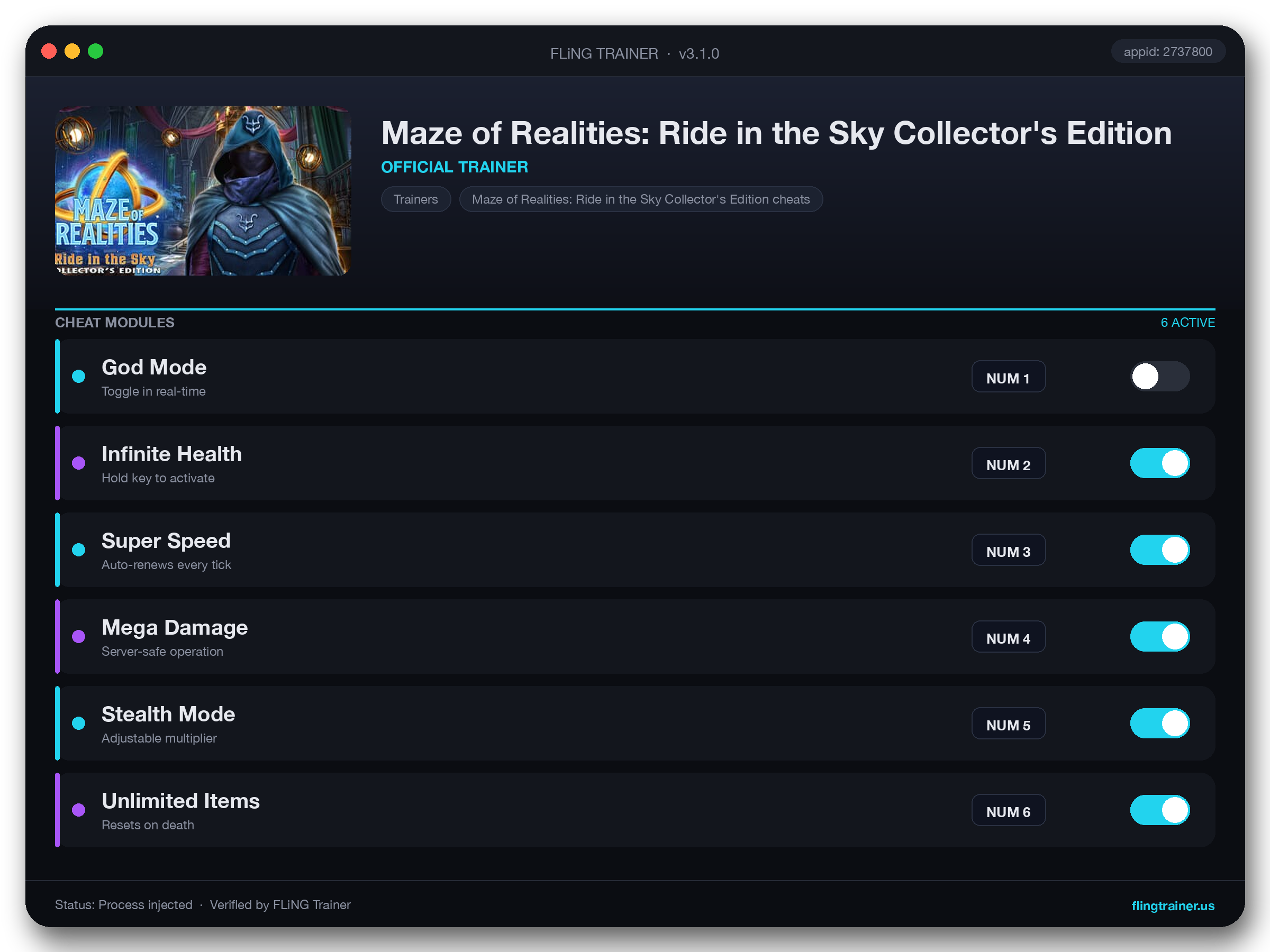 Maze of Realities: Ride in the Sky Collector's Edition Trainer interface
