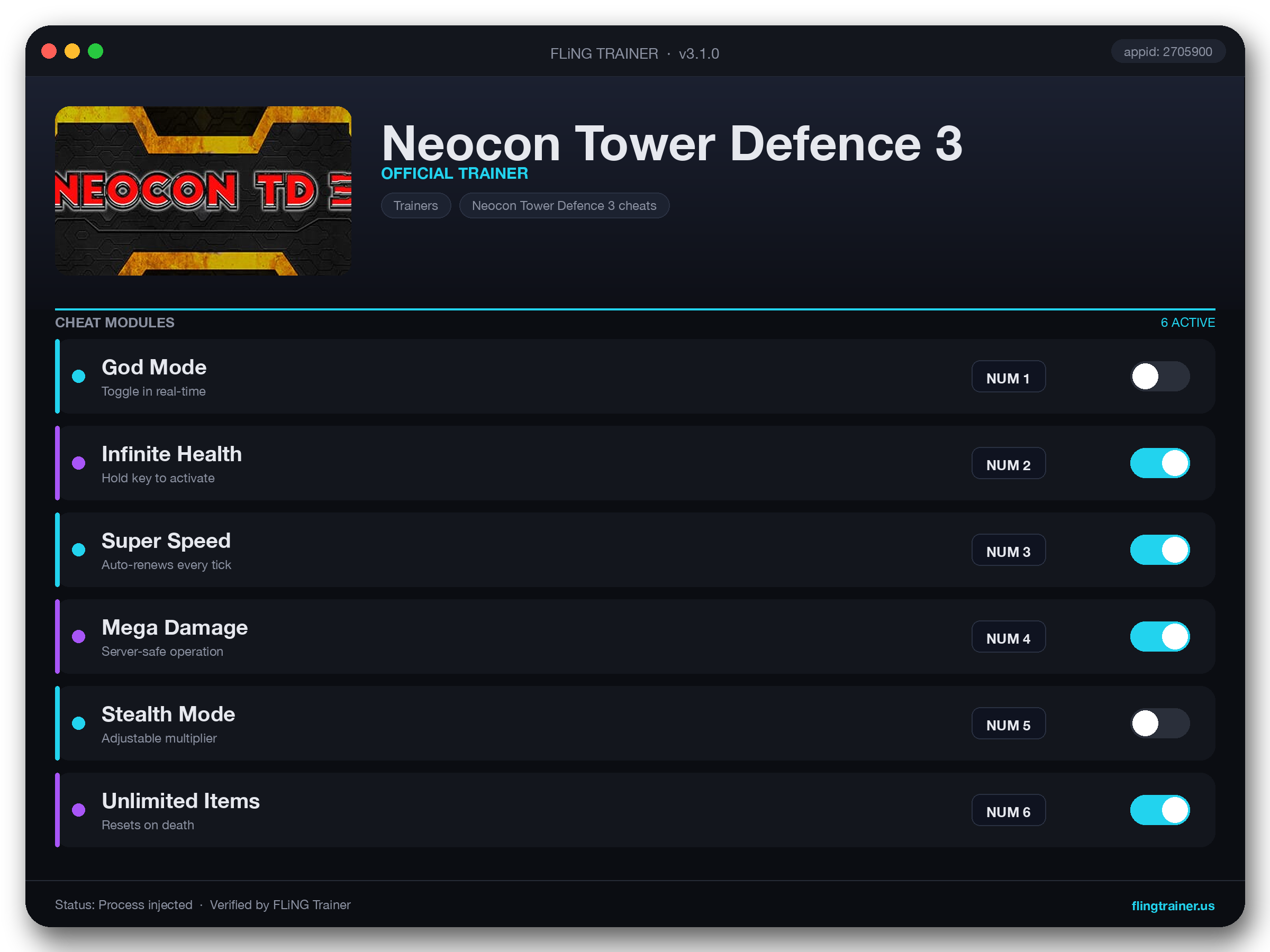 Neocon Tower Defence 3 Trainer interface