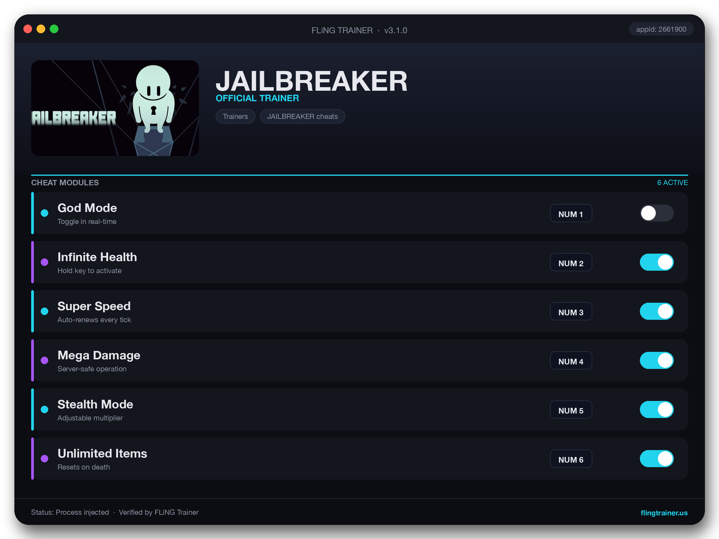 JAILBREAKER Trainer interface