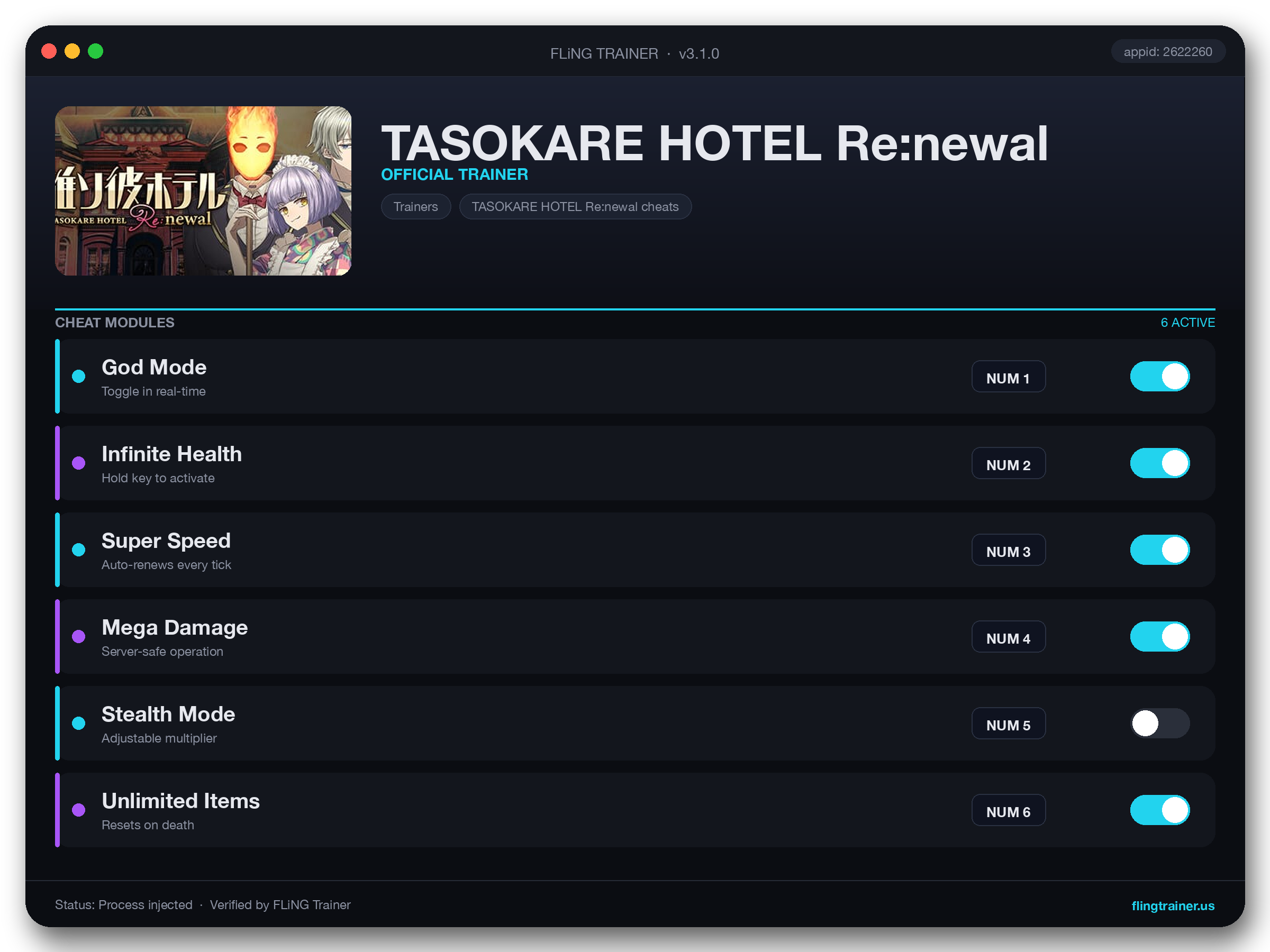 TASOKARE HOTEL Re:newal Trainer interface