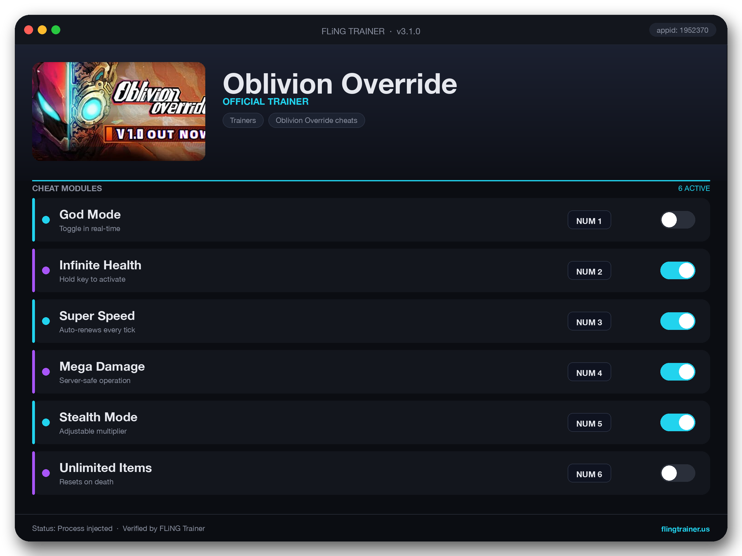 Oblivion Override Trainer interface
