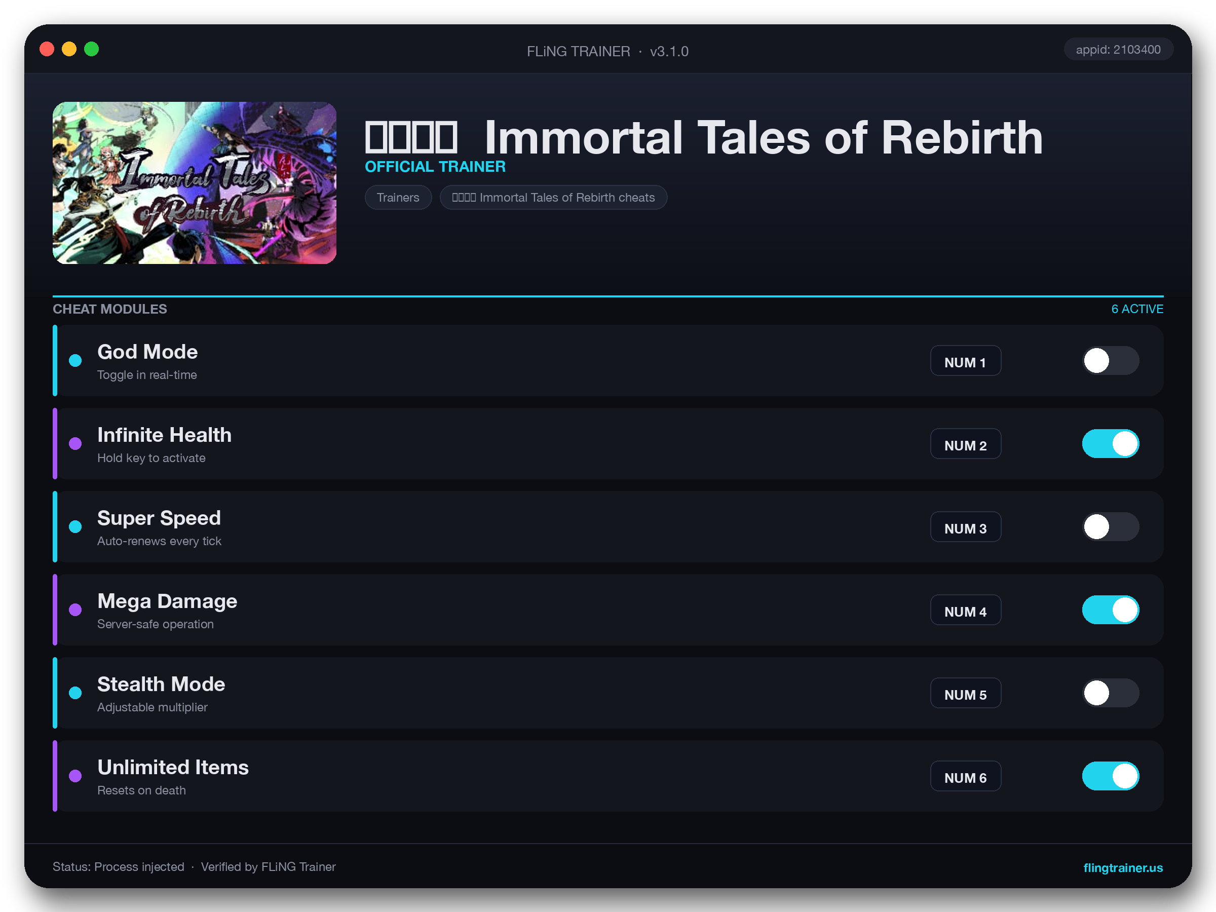 百煉登神  Immortal Tales of Rebirth Trainer interface