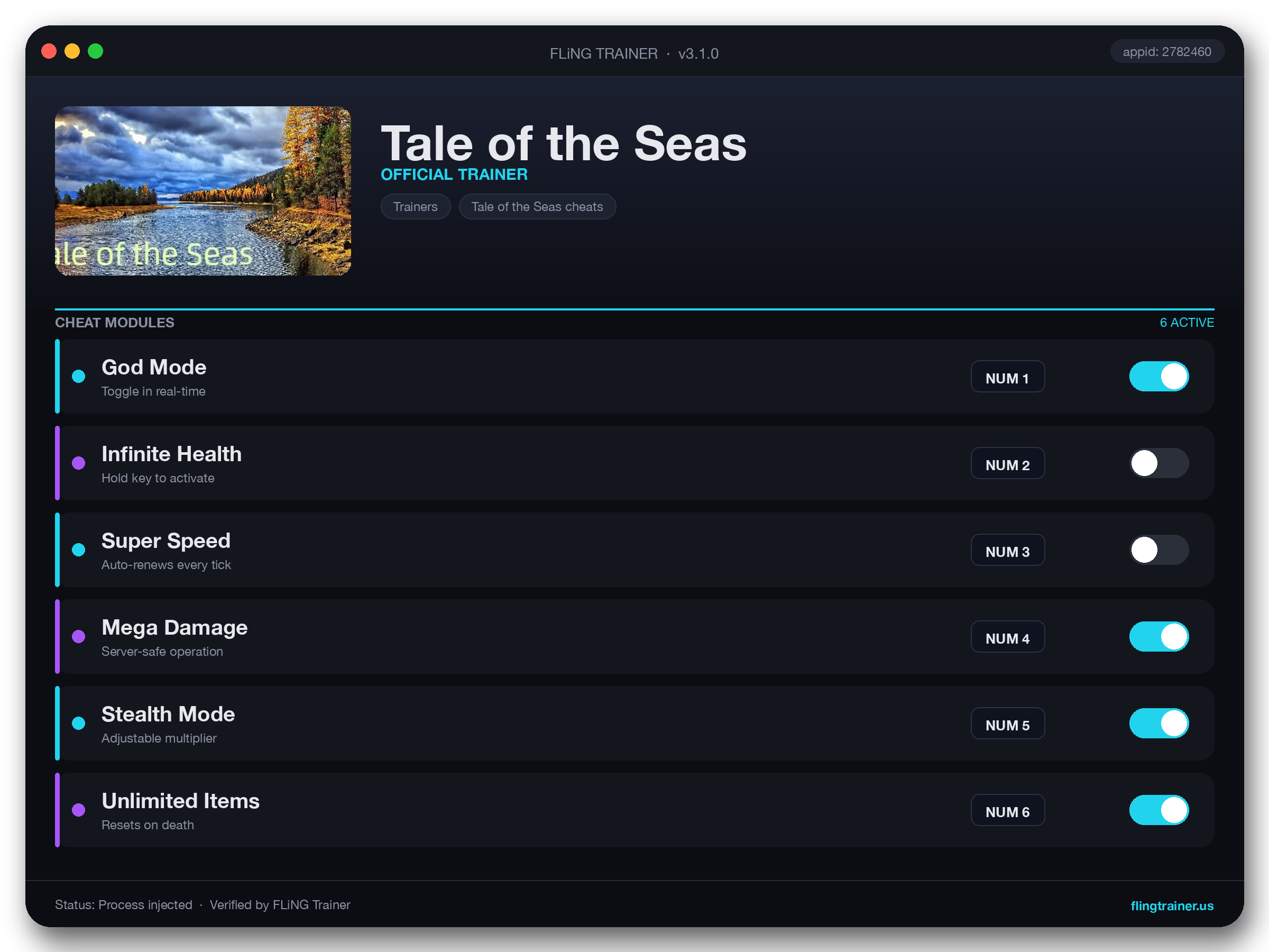 Tale of the Seas Trainer interface