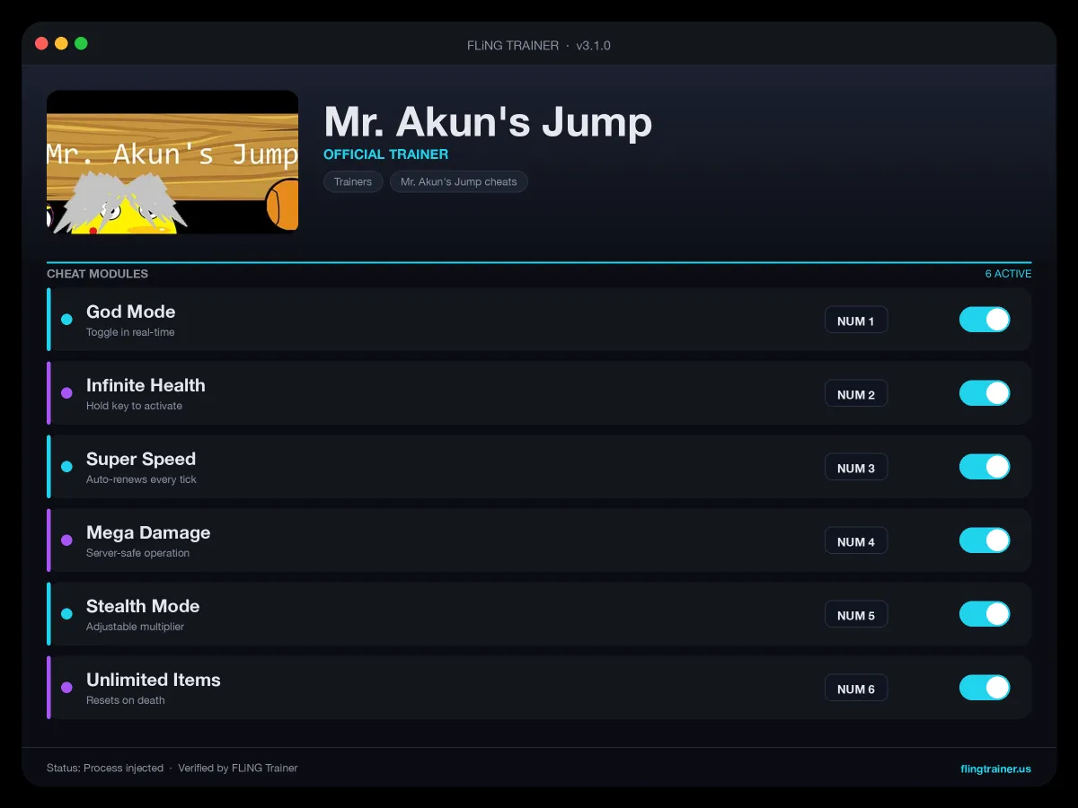 Mr. Akun's Jump Trainer interface
