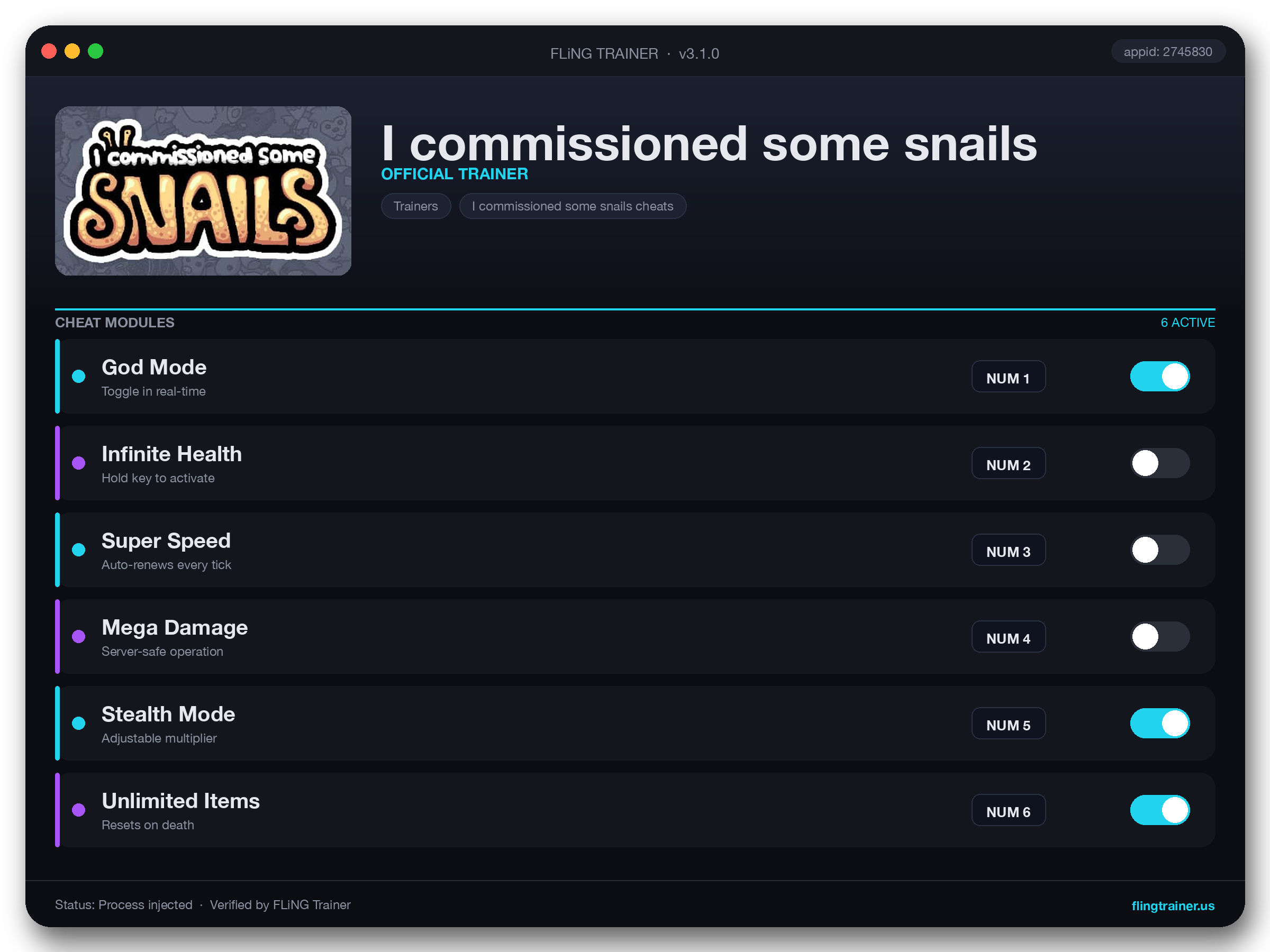 I commissioned some snails Trainer interface