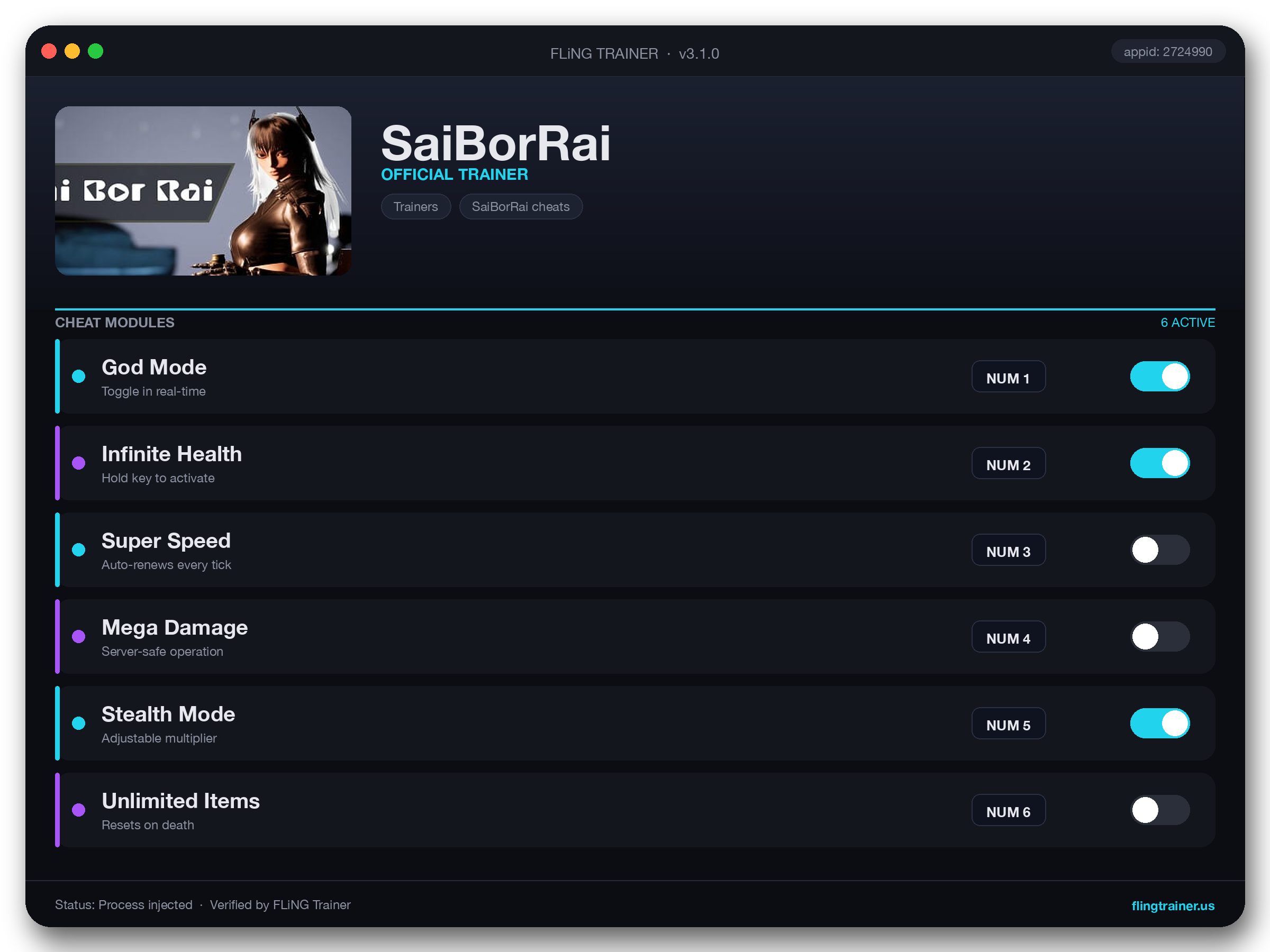 SaiBorRai Trainer interface