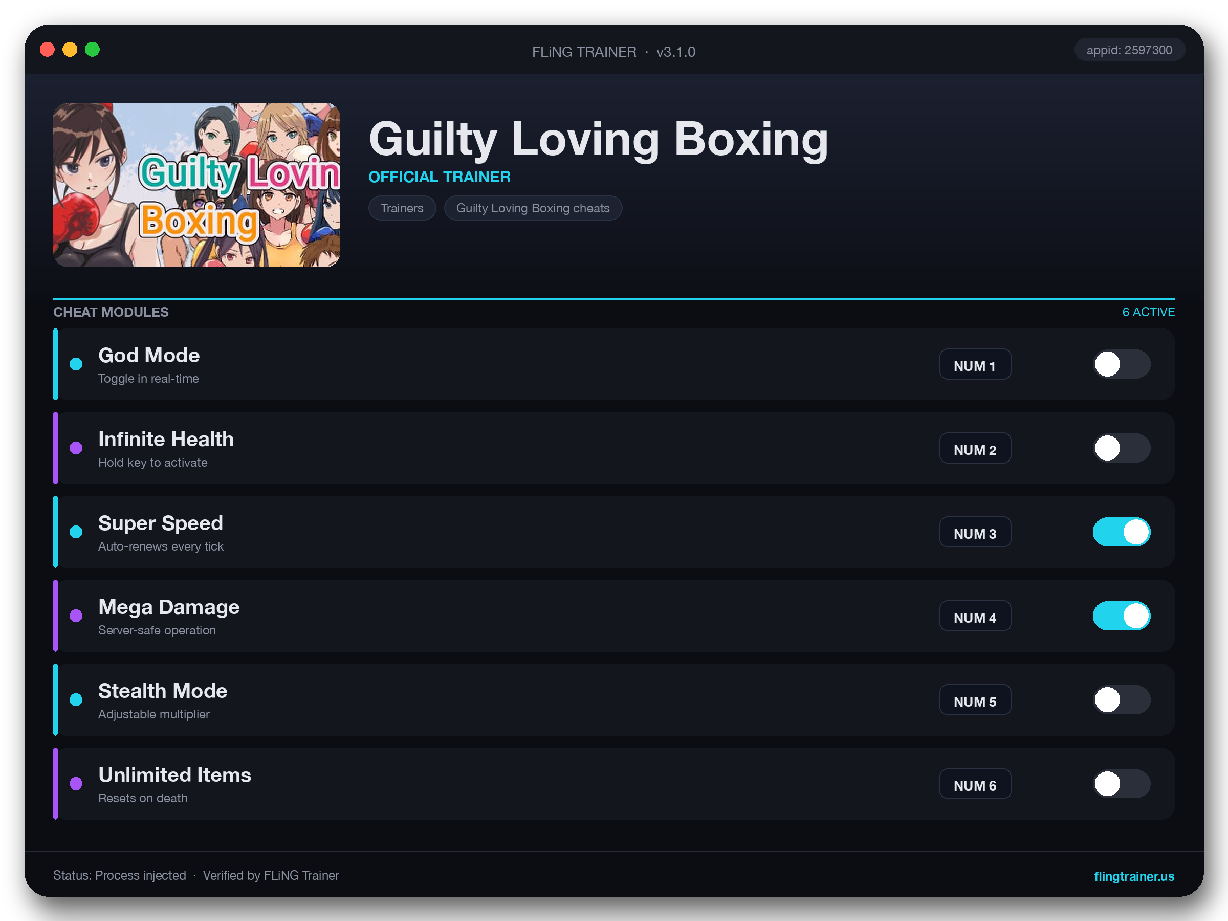 Guilty Loving Boxing Trainer interface
