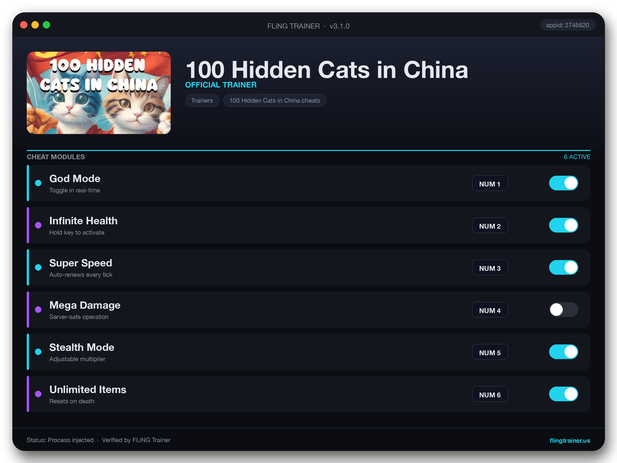 100 Hidden Cats in China Trainer interface